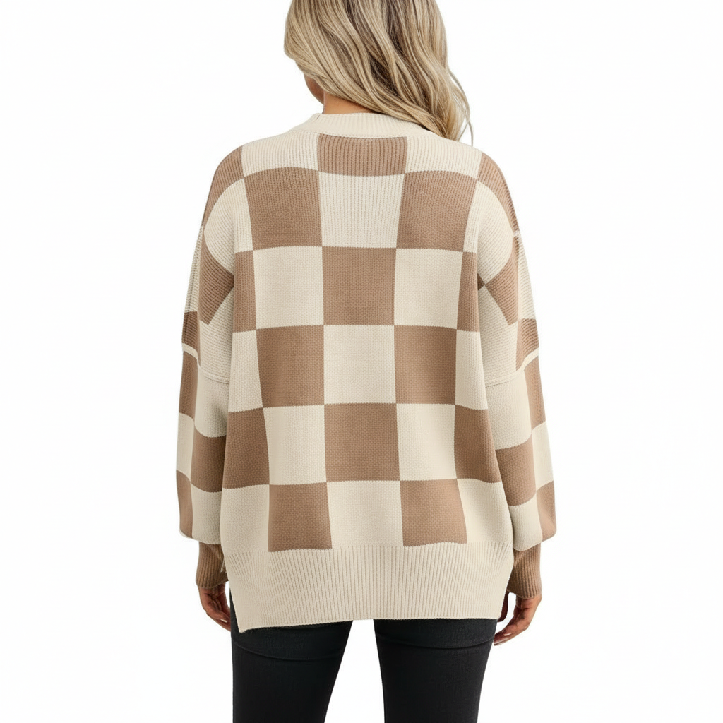 Oversized Batwing Knit Side Slit Pullover Sweater For Women