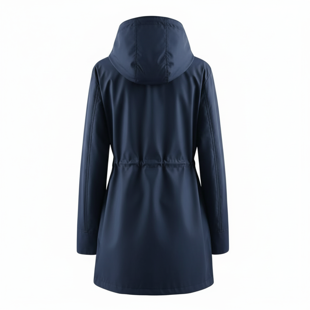 Hooded Trench Coat Waterproof Zip Up Drawstring Style For Women