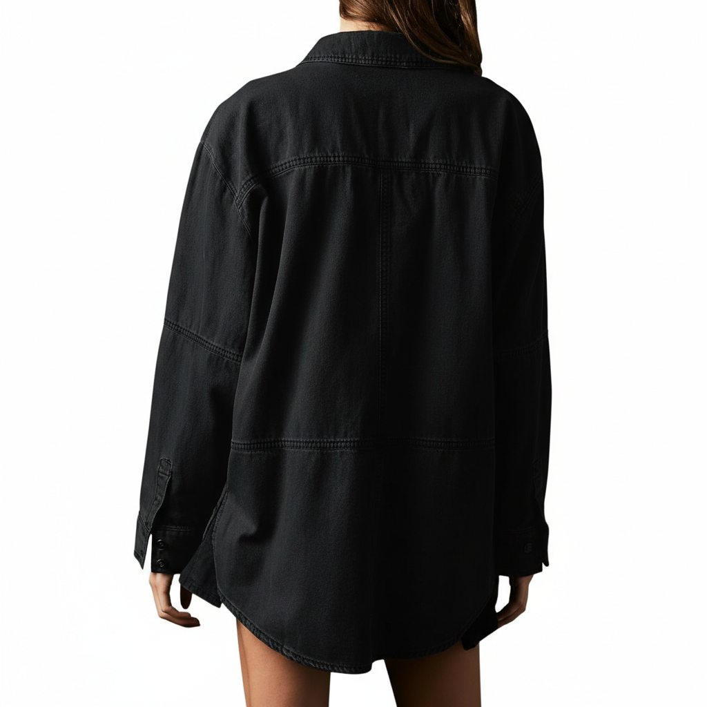 Casual Comfort Button V Neck Blouse Loose Fit Tops