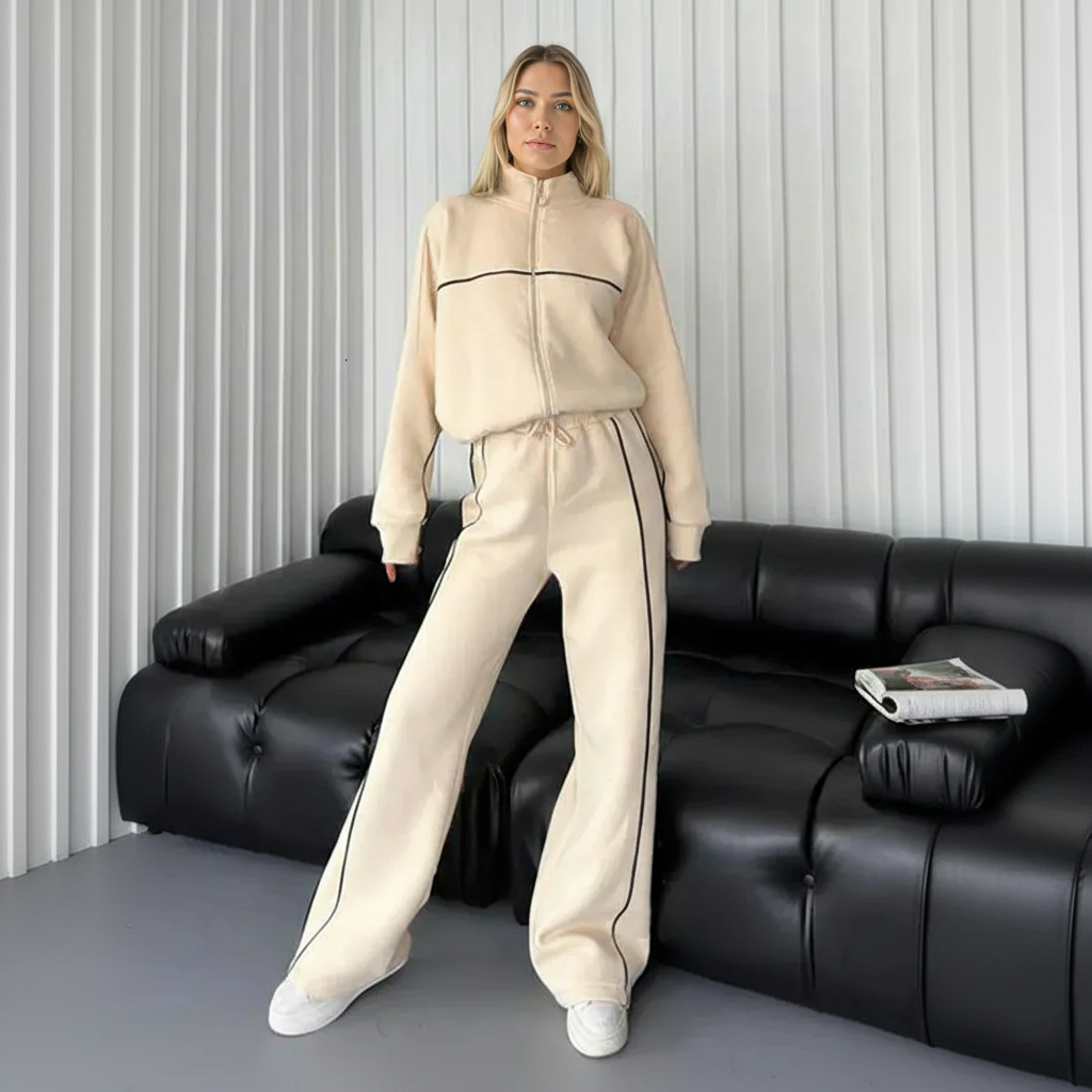 Zip Up Oversized Jogger Tracksuit Set-My Comfy Blouse