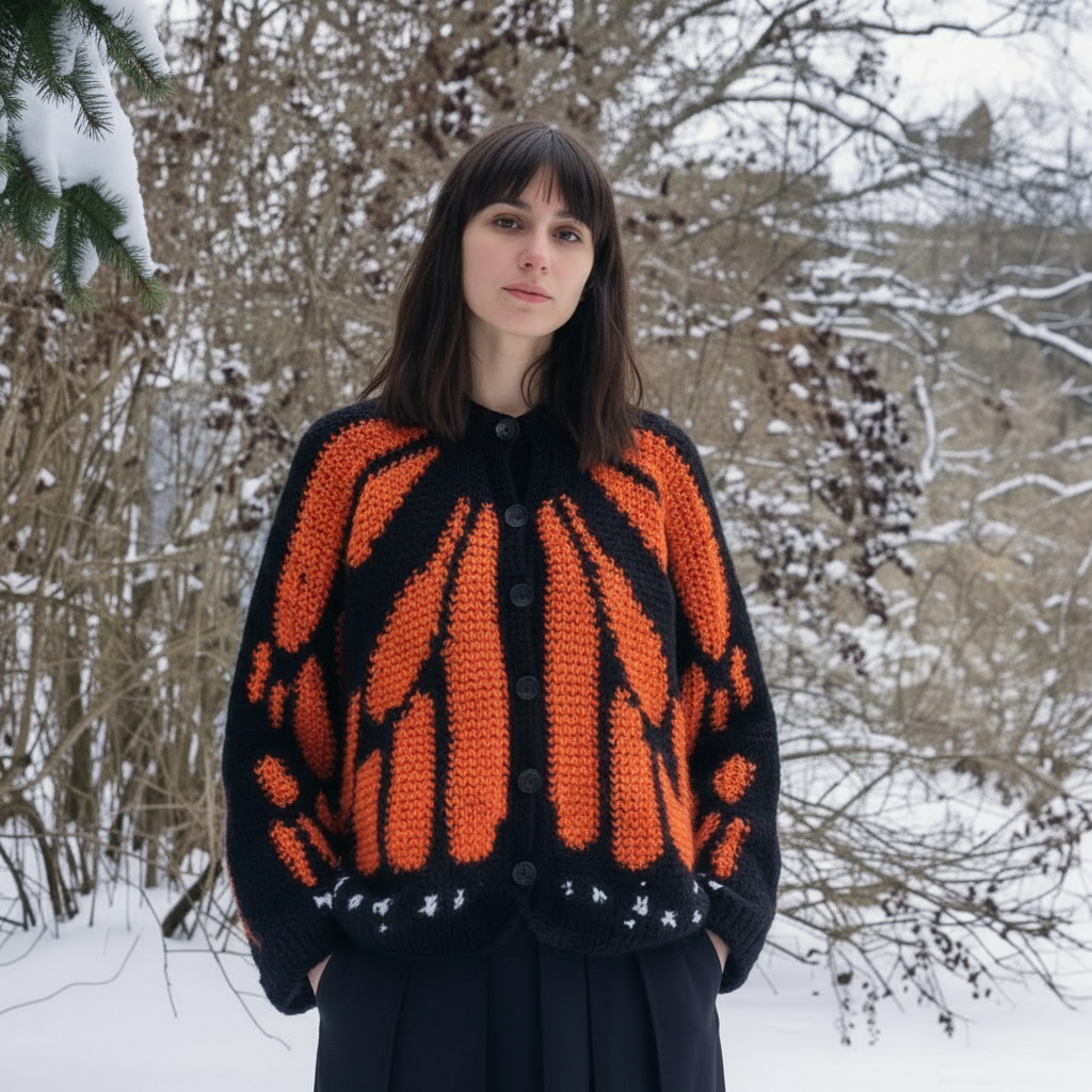 Oversized Butterfly Pattern Cardigan For Women