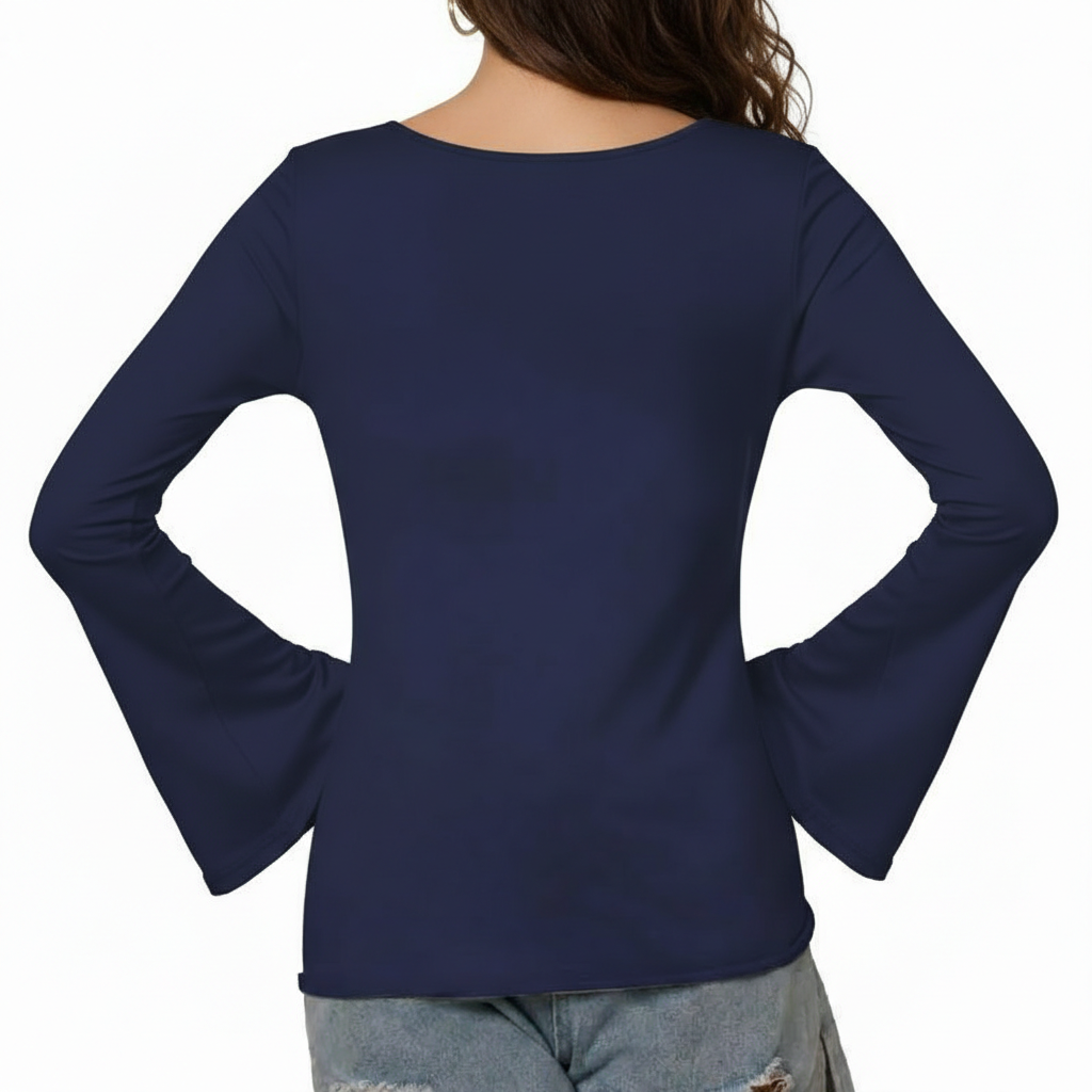 Semi Sheer Long Sleeve Blouse For Women 