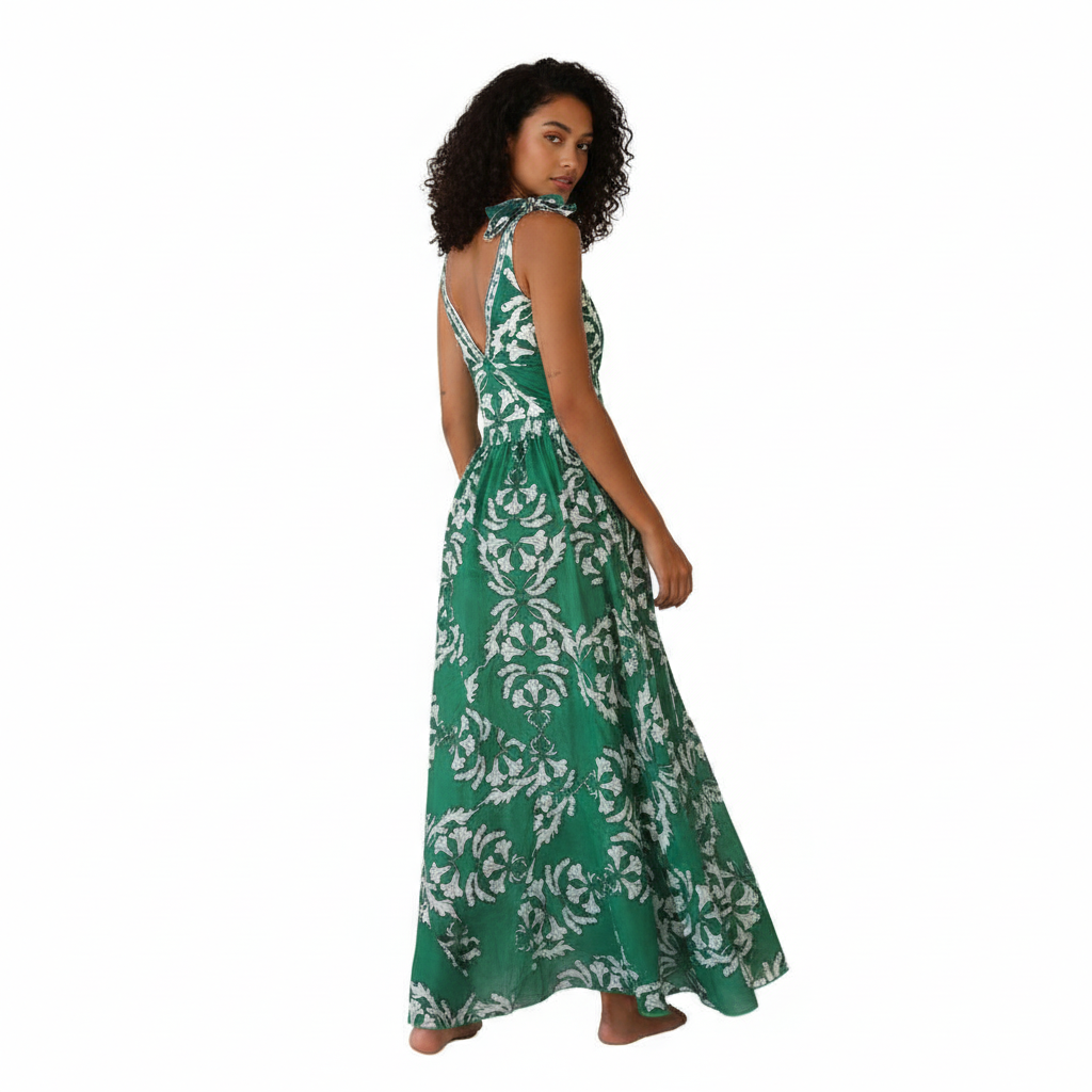  Strip Plant Prints One Piece Swimsuit and Skirt
