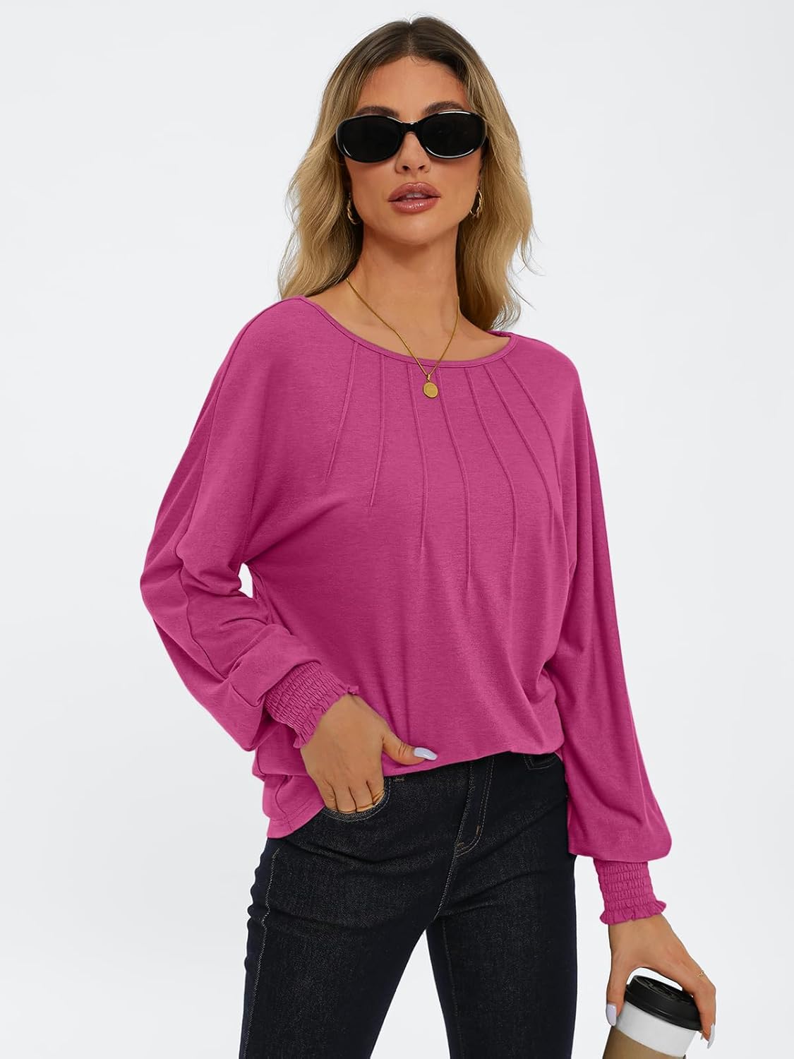 Women Pleated Long Sleeve Fall Shirt-My Comfy Blouse