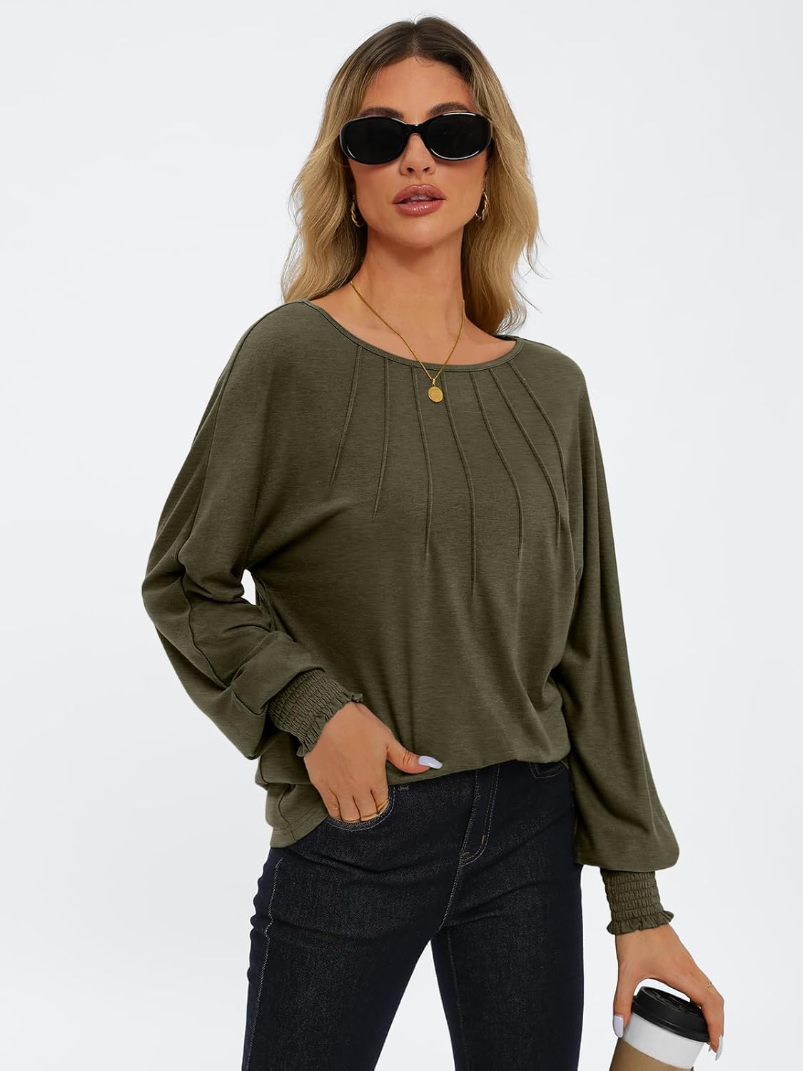 Women Pleated Long Sleeve Fall Shirt-My Comfy Blouse