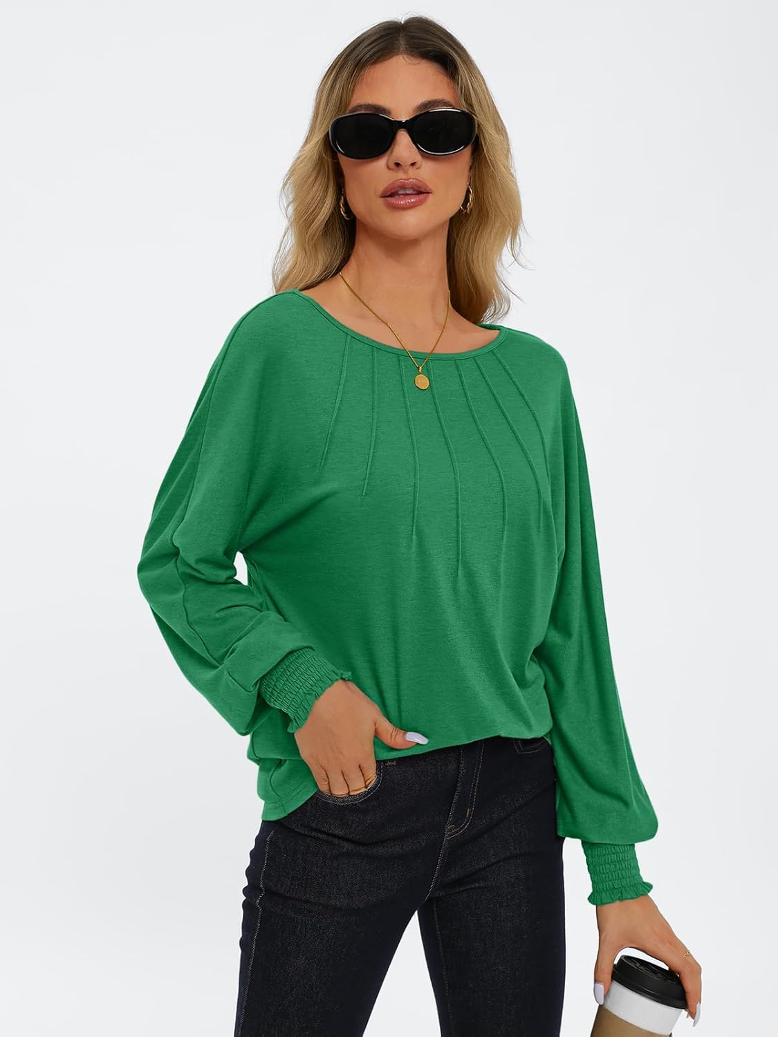 Women Pleated Long Sleeve Fall Shirt-My Comfy Blouse