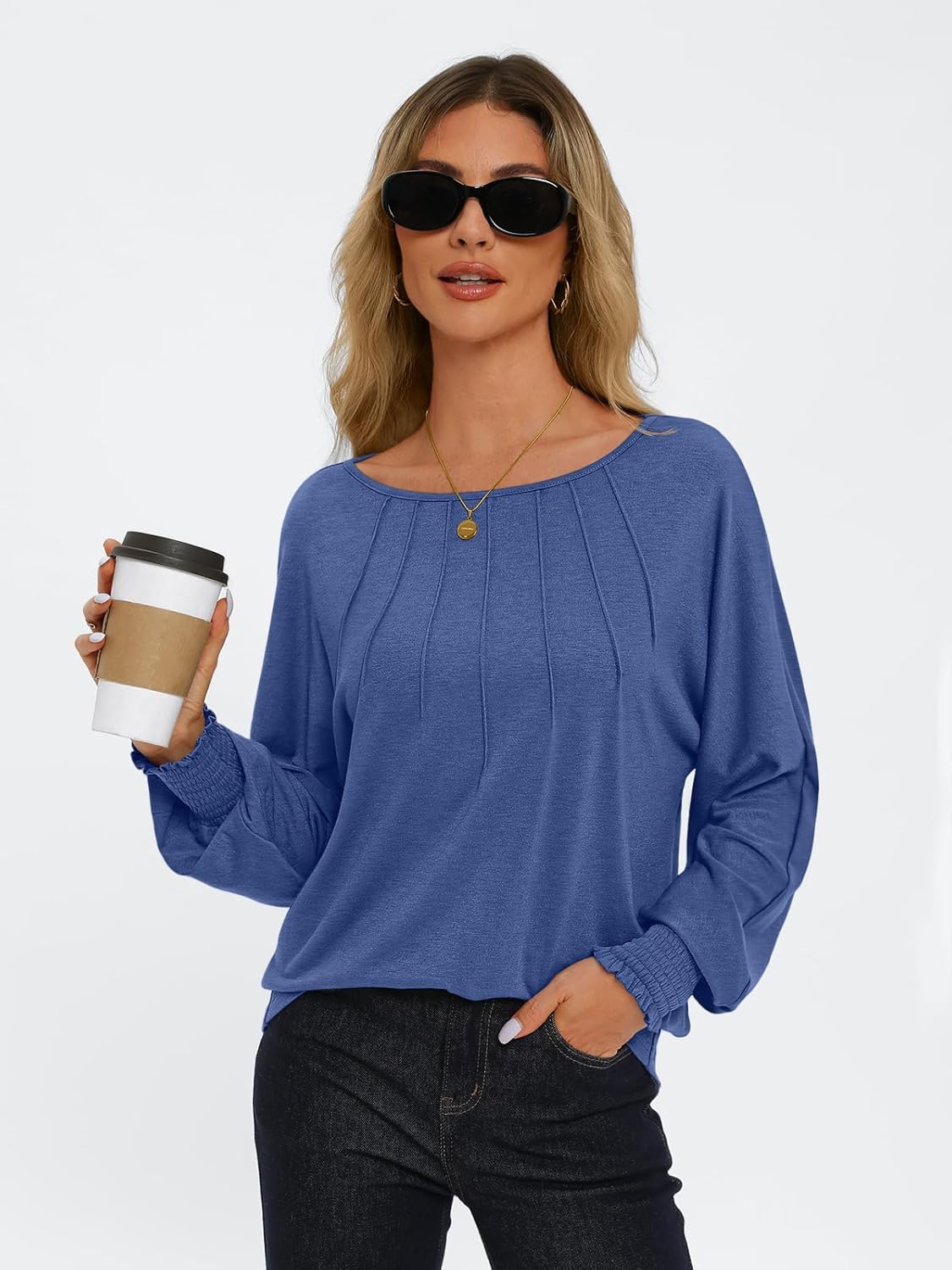 Women Pleated Long Sleeve Fall Shirt-My Comfy Blouse