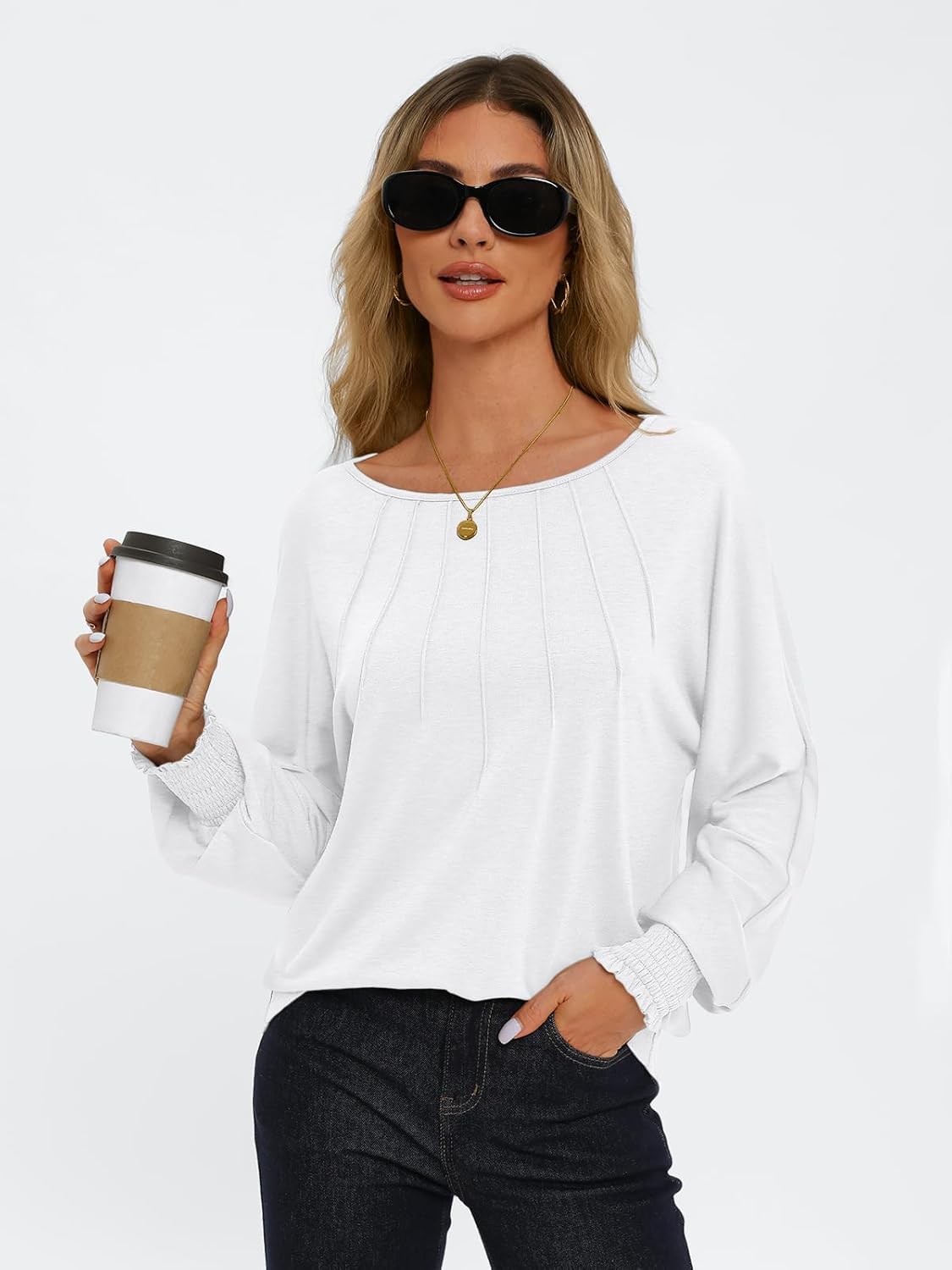 Women Pleated Long Sleeve Fall Shirt-My Comfy Blouse