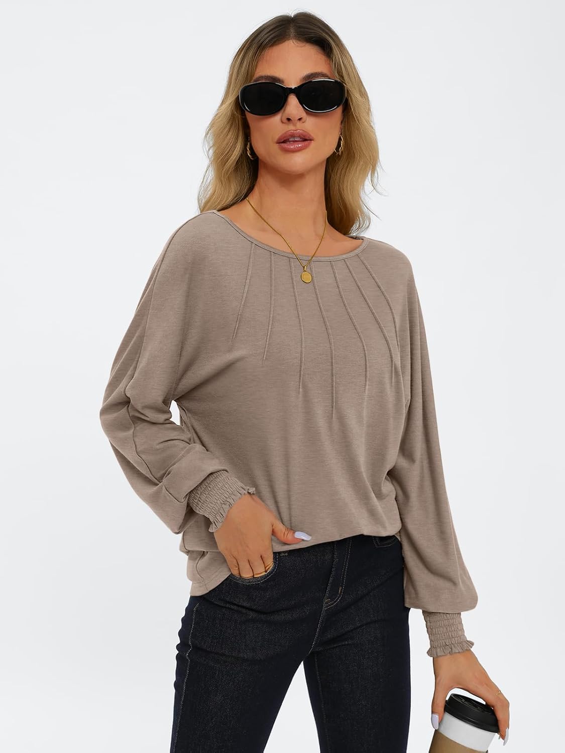 Women Pleated Long Sleeve Fall Shirt-My Comfy Blouse
