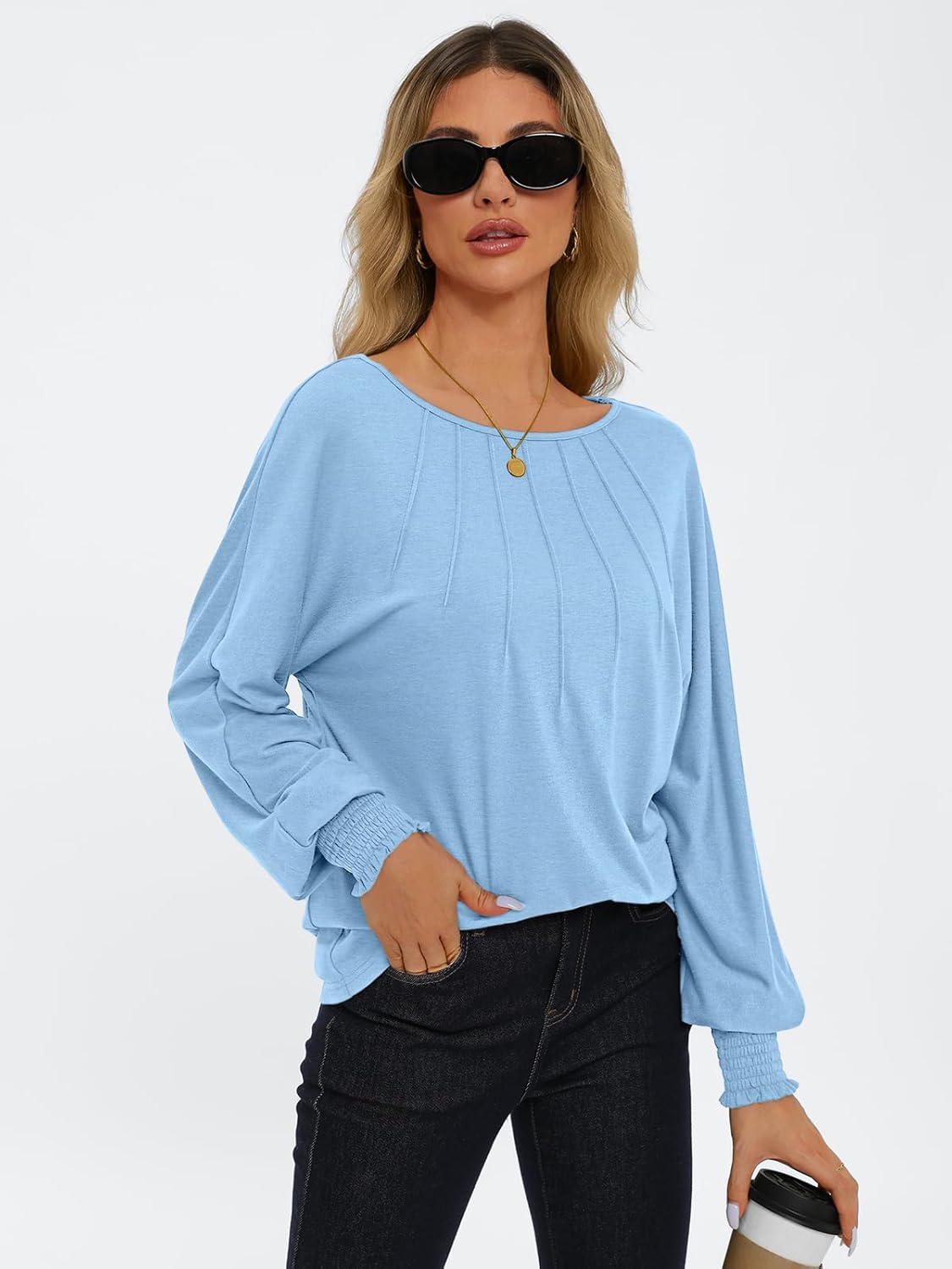 Women Pleated Long Sleeve Fall Shirt-My Comfy Blouse