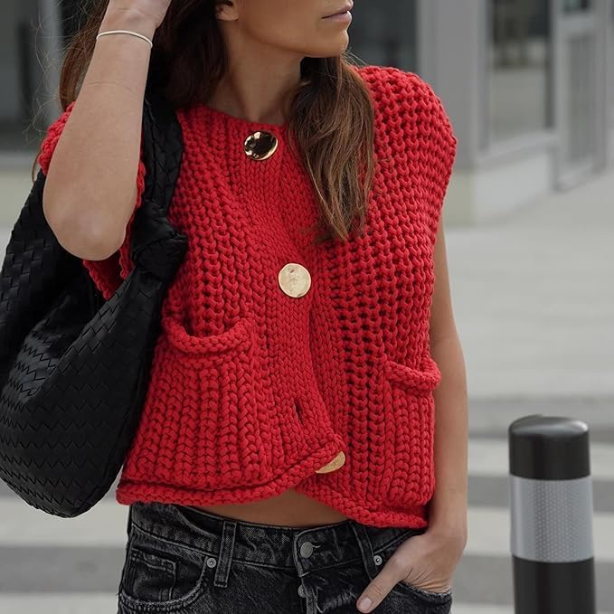 Vintage Style Knit Vest-My Comfy Blouse