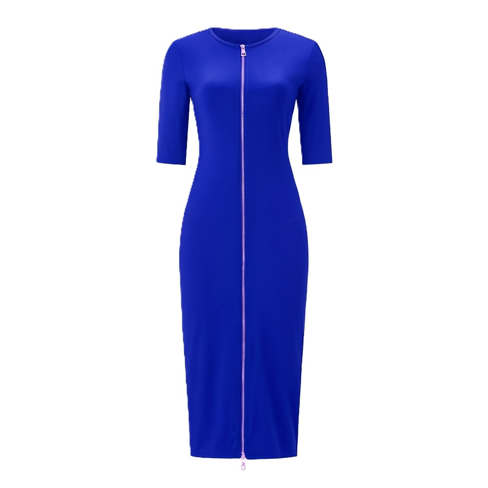 Zipper Front Midi Knit Cardigan Dress