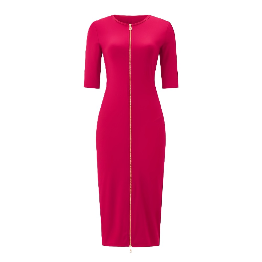 Zipper Front Midi Knit Cardigan Dress