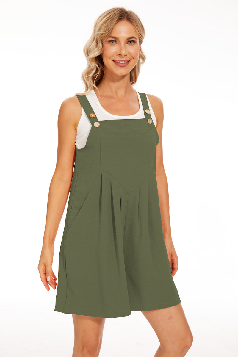 Adjustable Wide Leg Pocket Short Overalls Romper-My Comfy Blouse