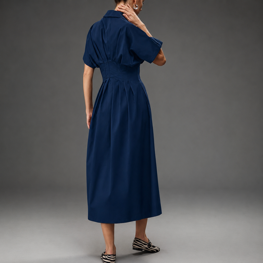 Button Front Maxi Shirt Dress With Pockets For Women