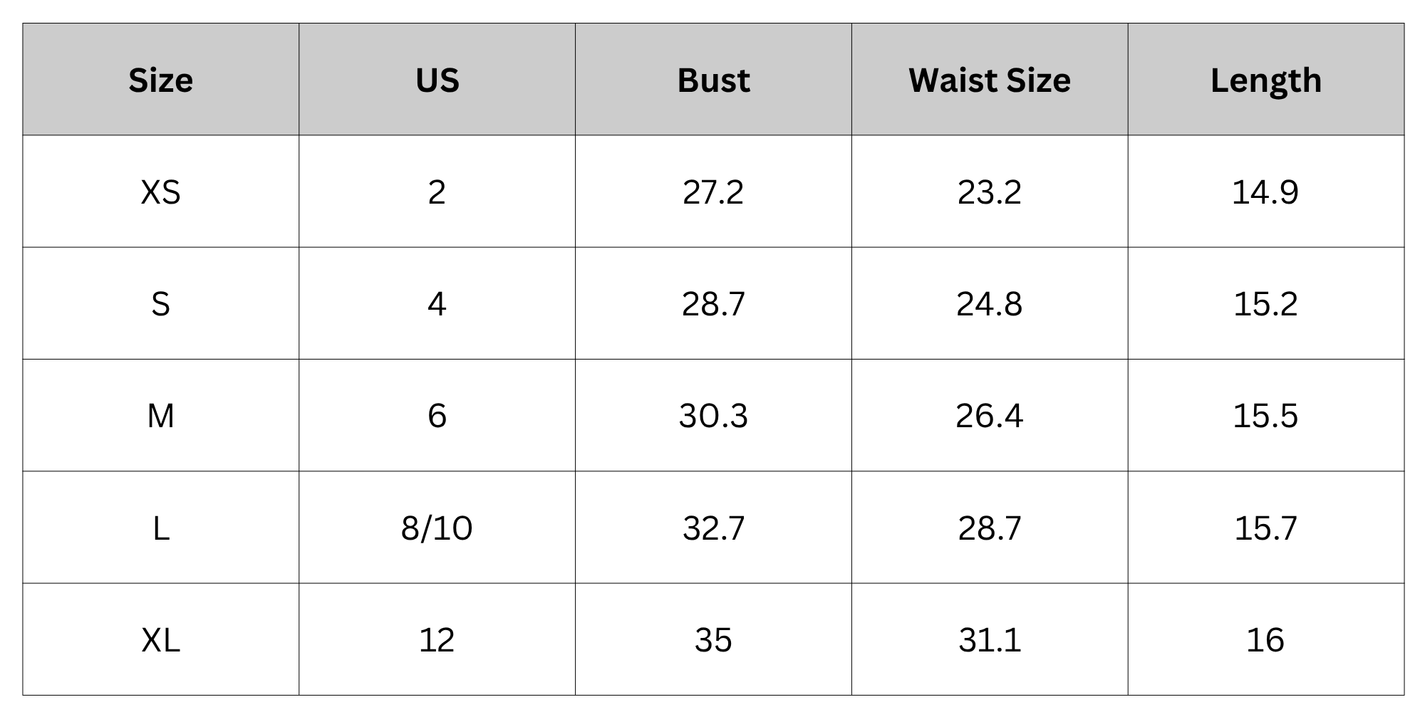 Size Chart