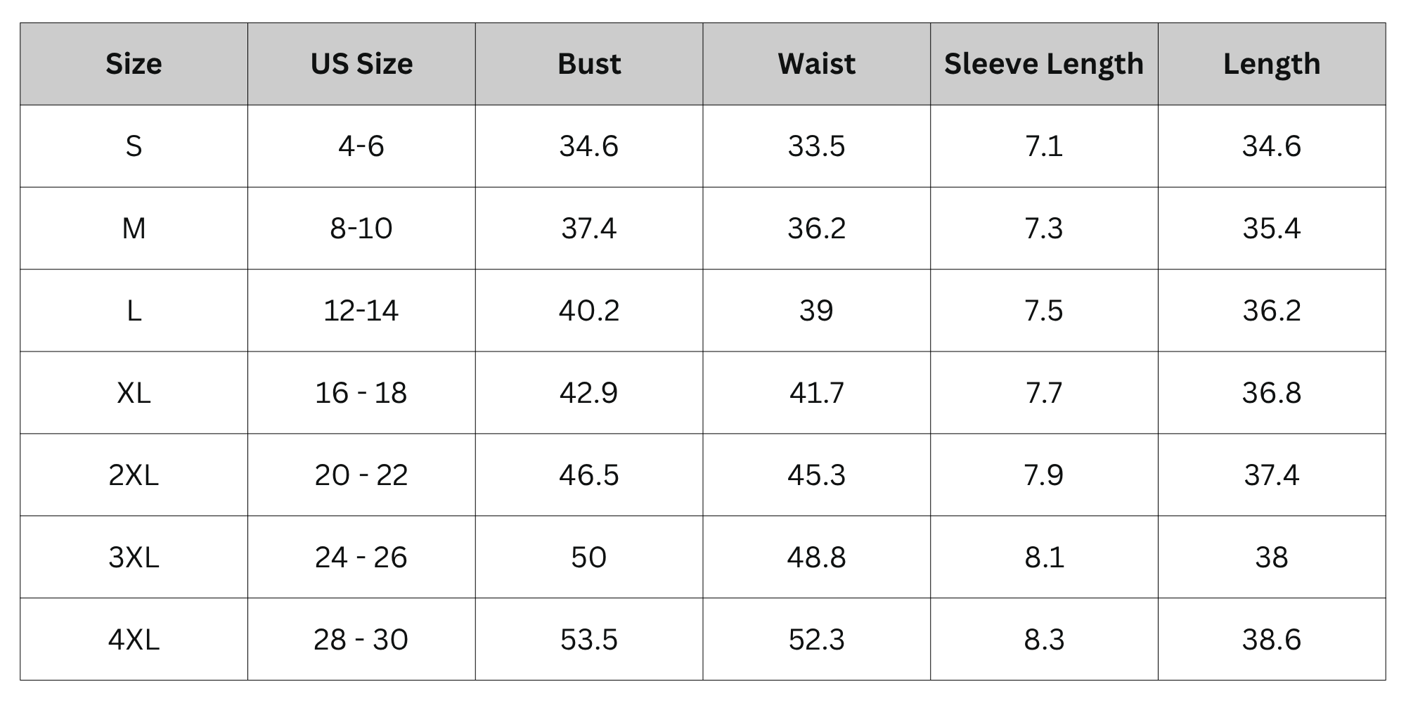Size Chart