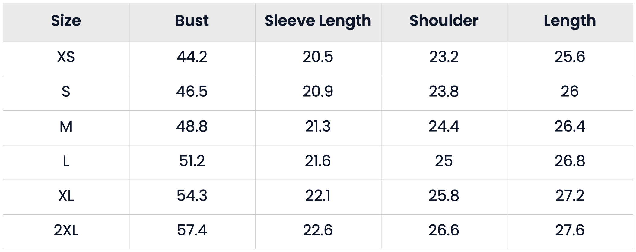 Size Chart for Oversized Splice Quilted Lightweight Puffer Jacket for Women