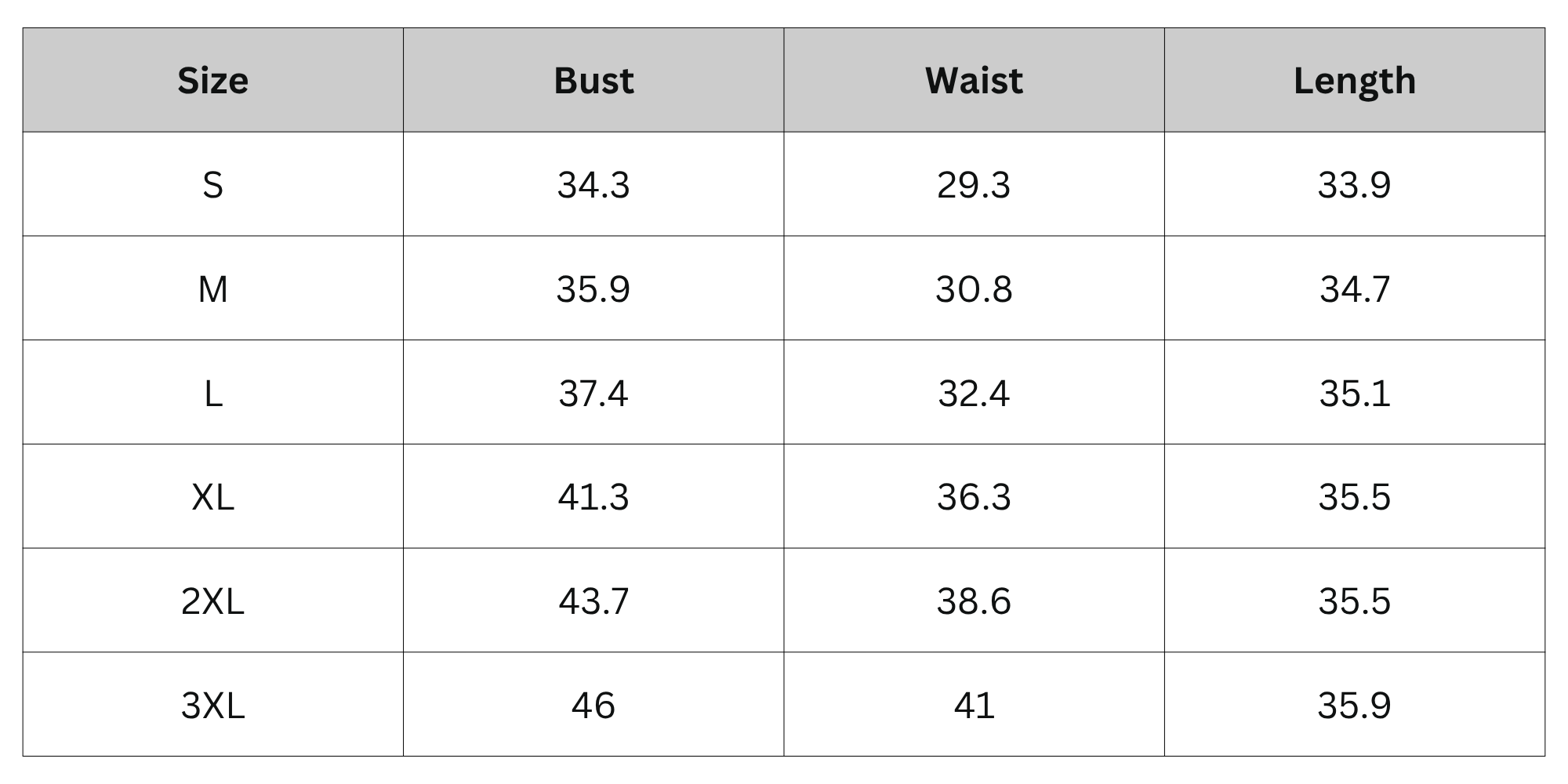 Size Chart