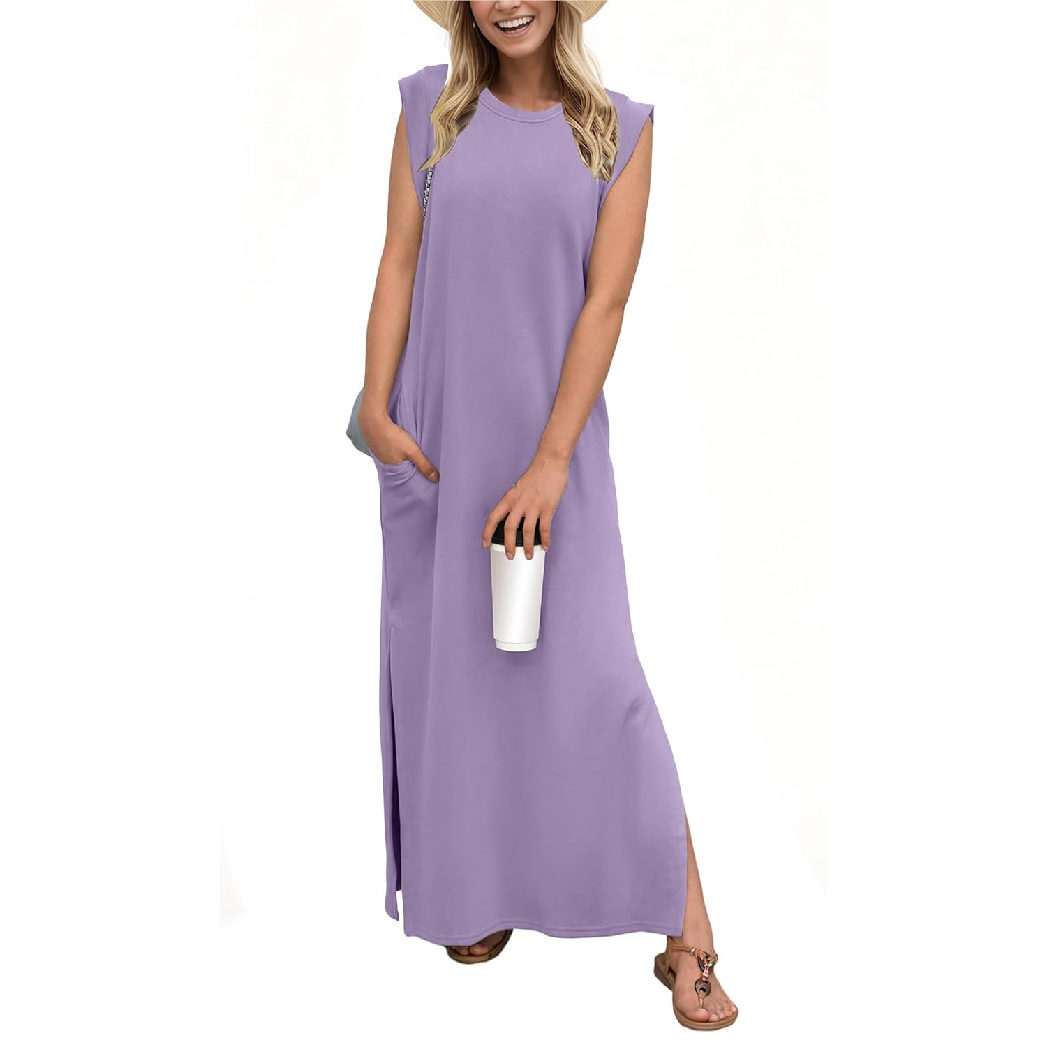 Casual Maxi Loose Vacation Dress With Pockets For Women