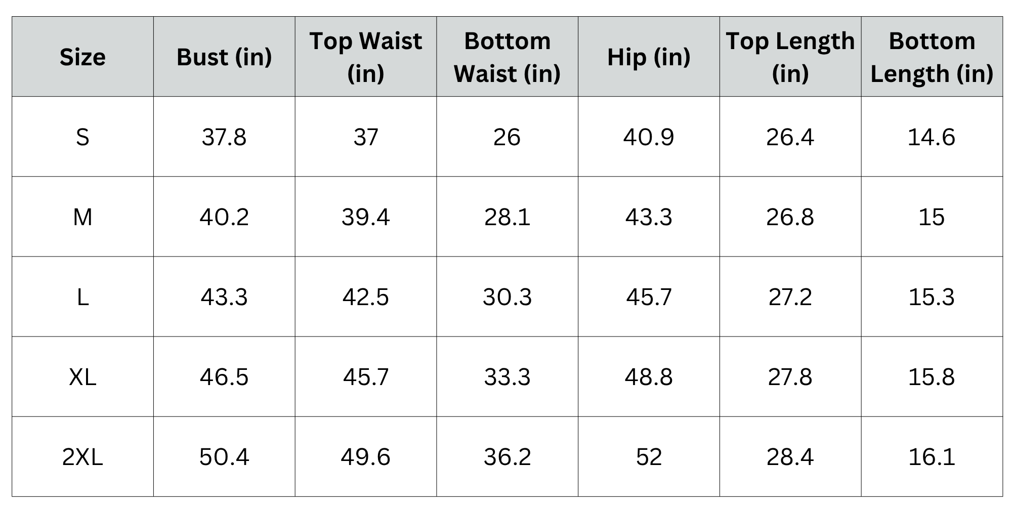 Size Chart
