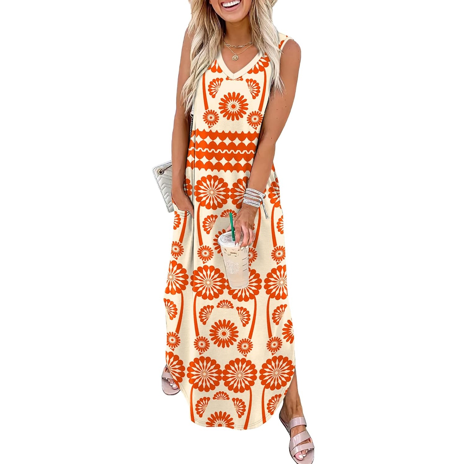 Summer Vacation Maxi Beach Sundress With Pockets