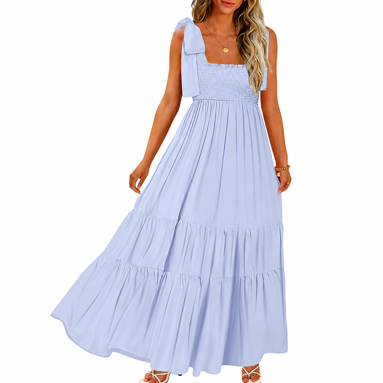 Summer Boho Casual Maxi Dress With Spaghetti Straps For Women