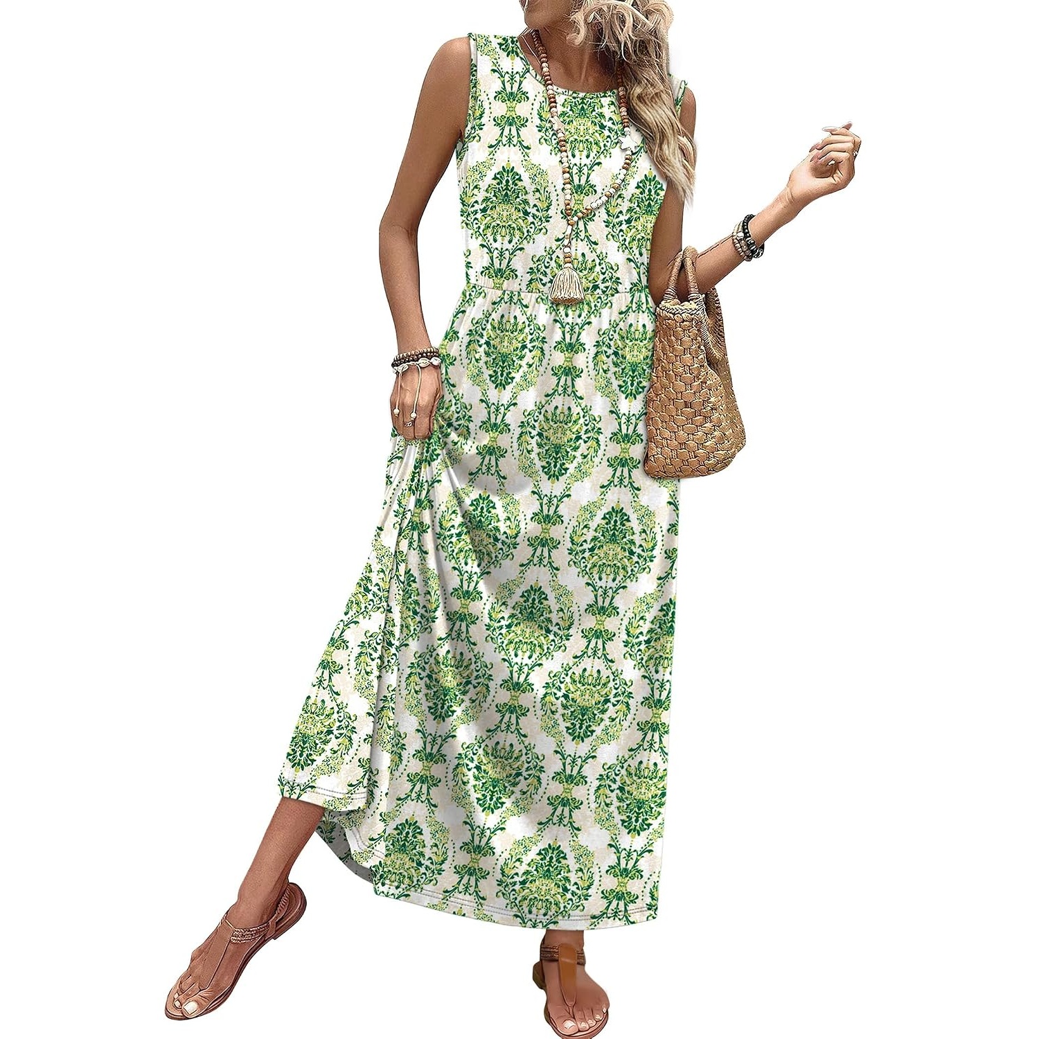 Sleeveless A Line Dress With Pockets For Women
