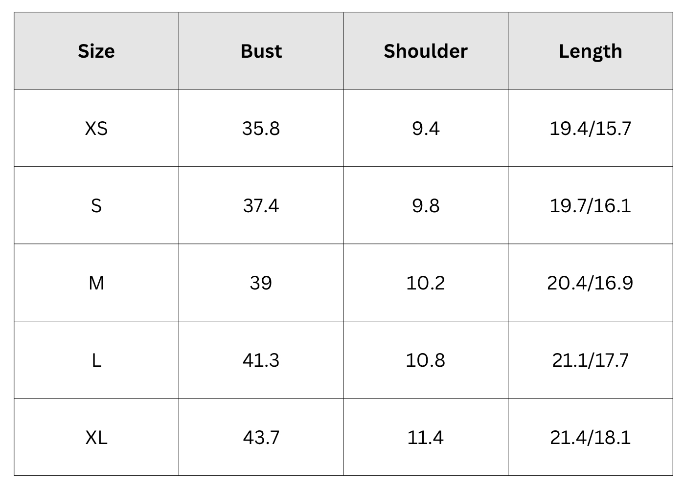Size Chart