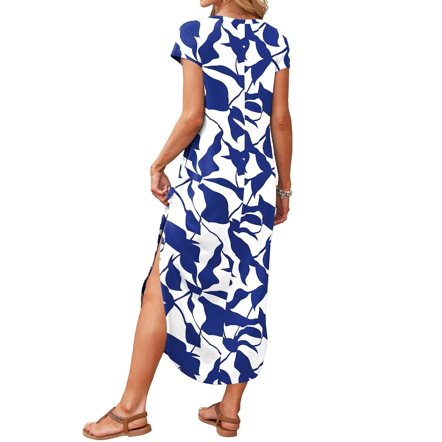 Summer Sundress Cap Sleeve ,Maxi Dress With Pockets For Women