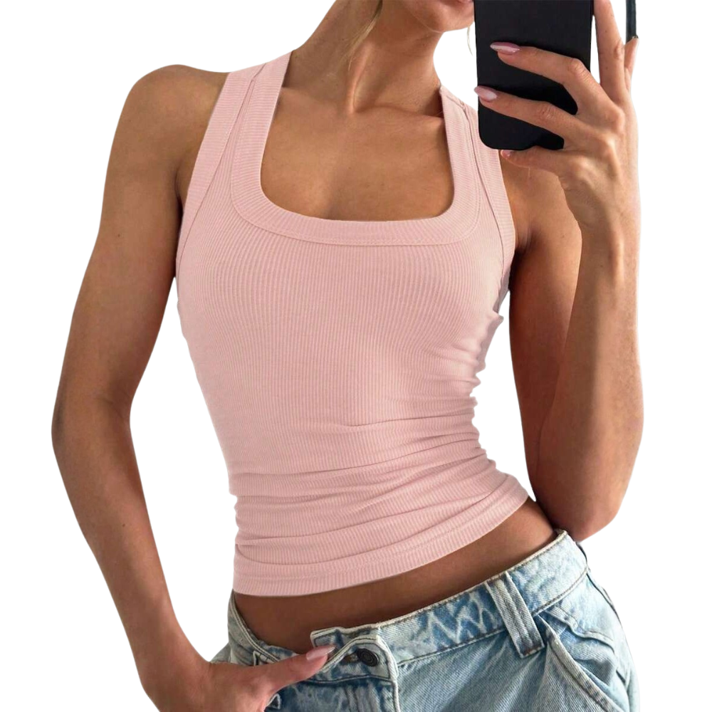 Casual Versatile Sleeveless Fit Square Crop Top For Women