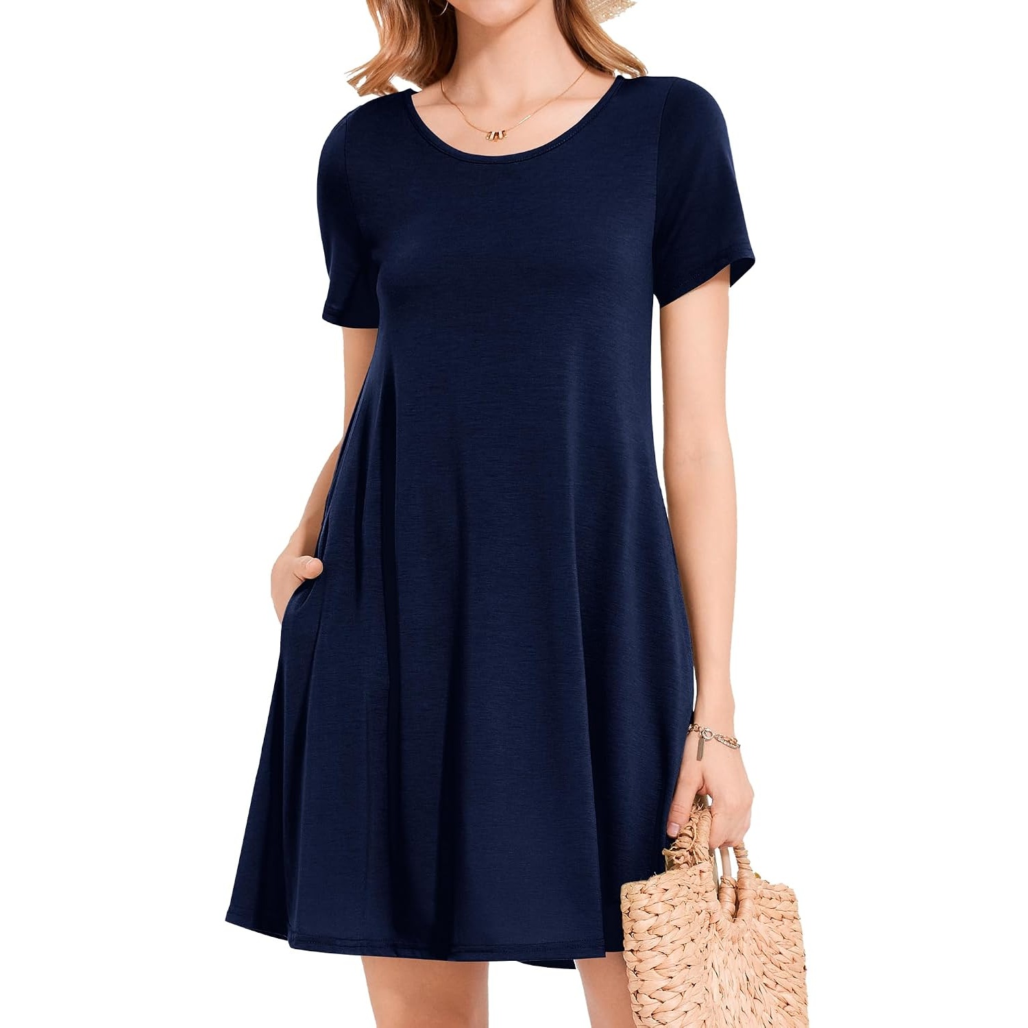 Floral Short Sleeve Summer Beach Dress With Pockets