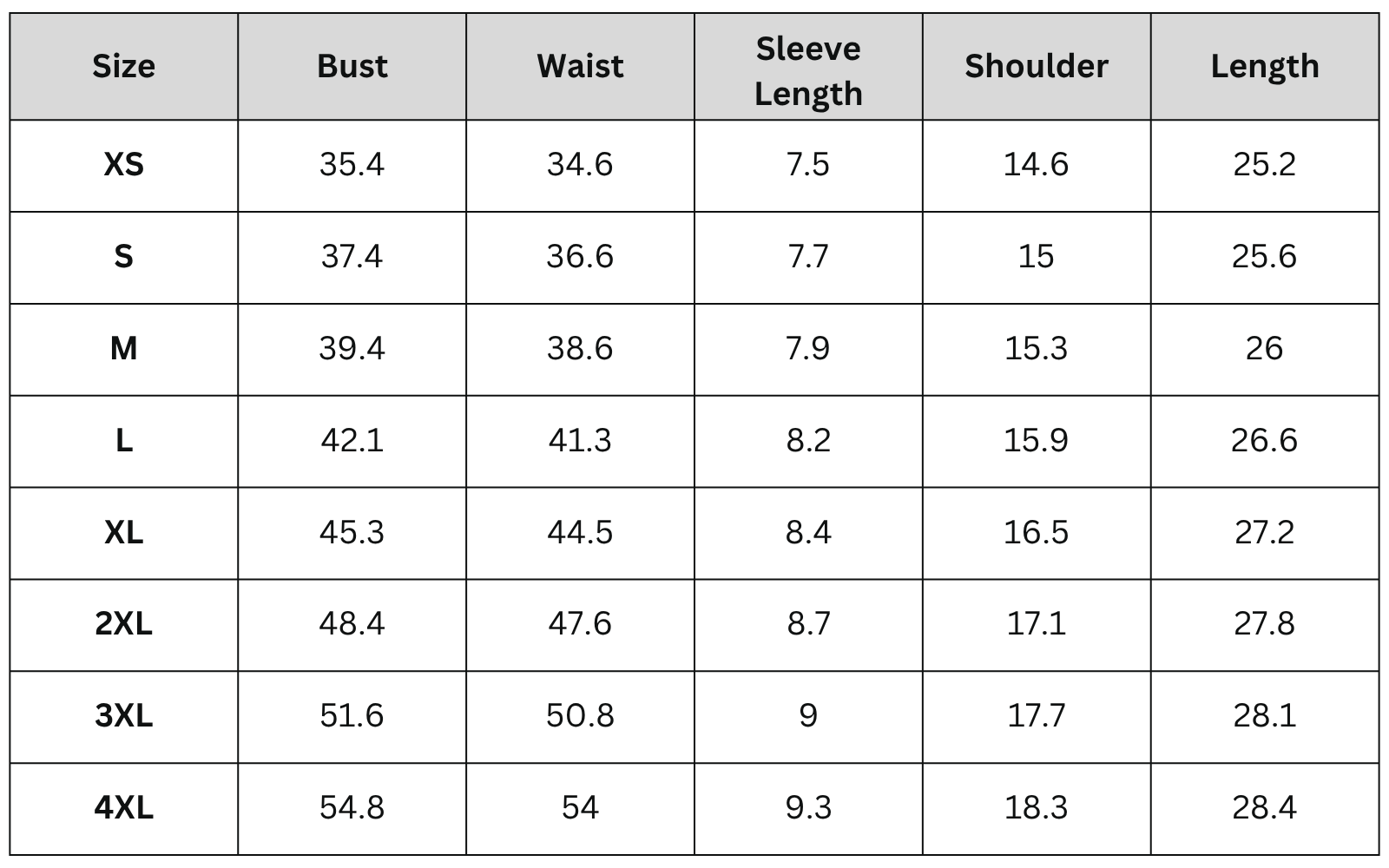 Size Chart
