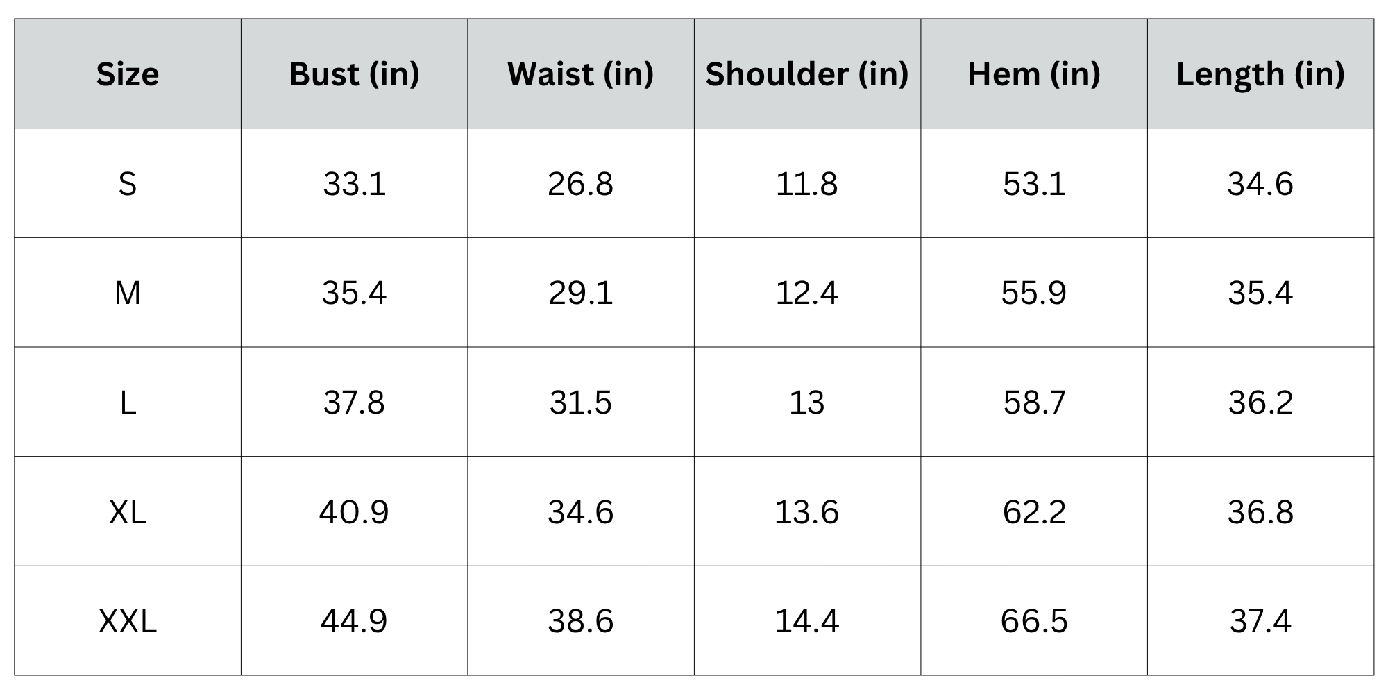 Size Chart