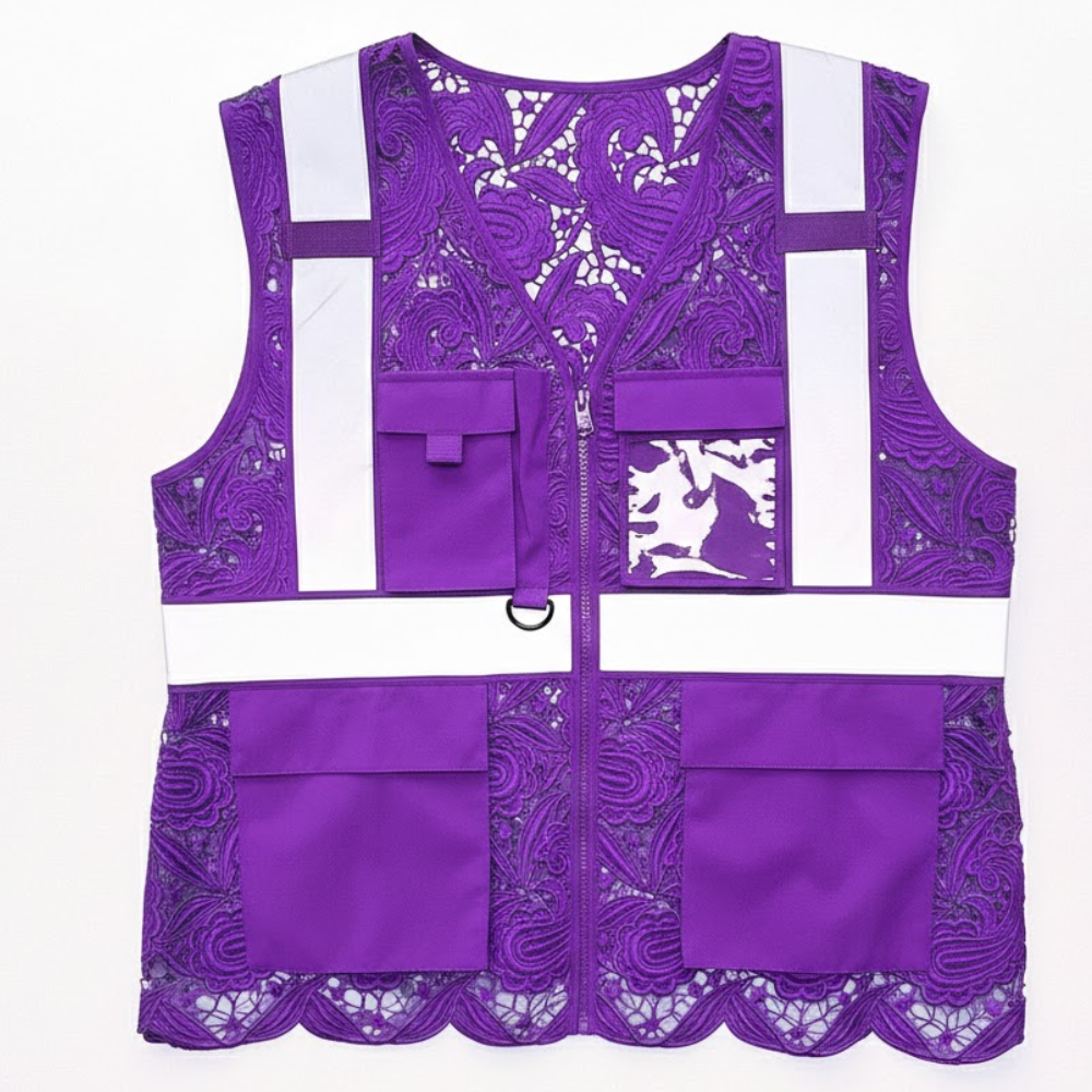 Lace Reflective Vest With Zipper