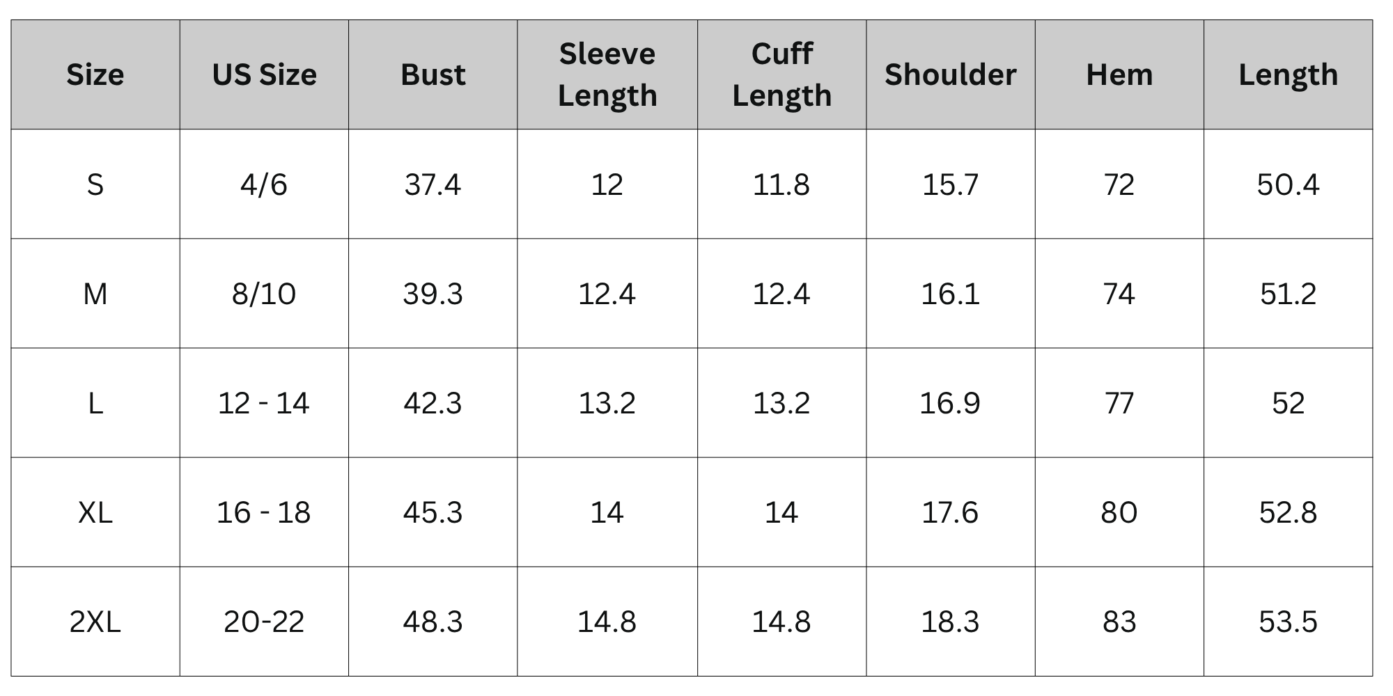 Size Chart
