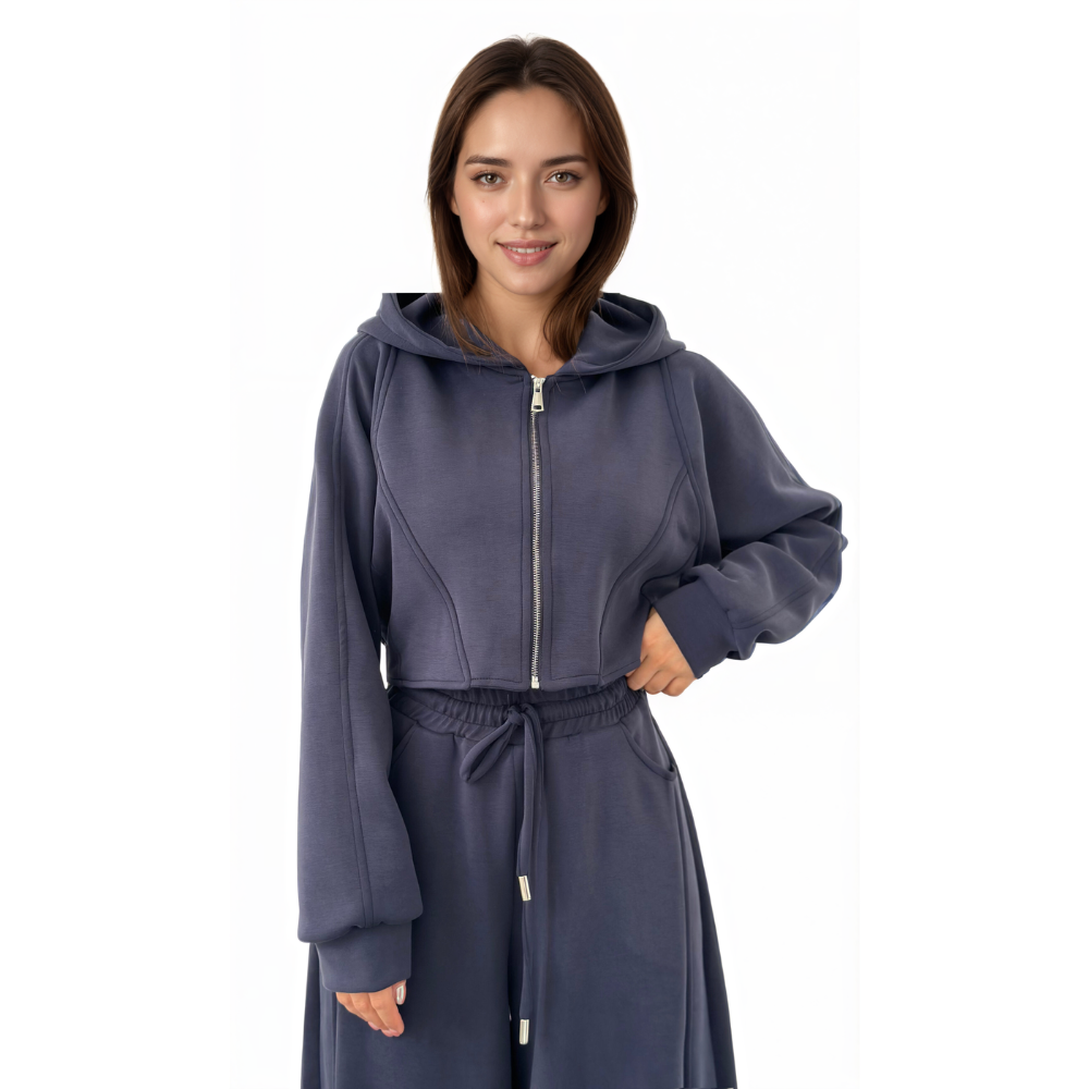 Minimal Zip Hoodie Matching Pant Set-My Comfy Blouse