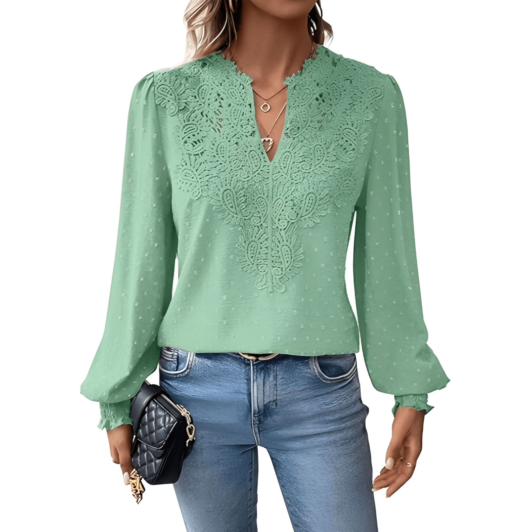 Womens Casual Boho Style Embroidered Long Sleeve Fashion Blouse