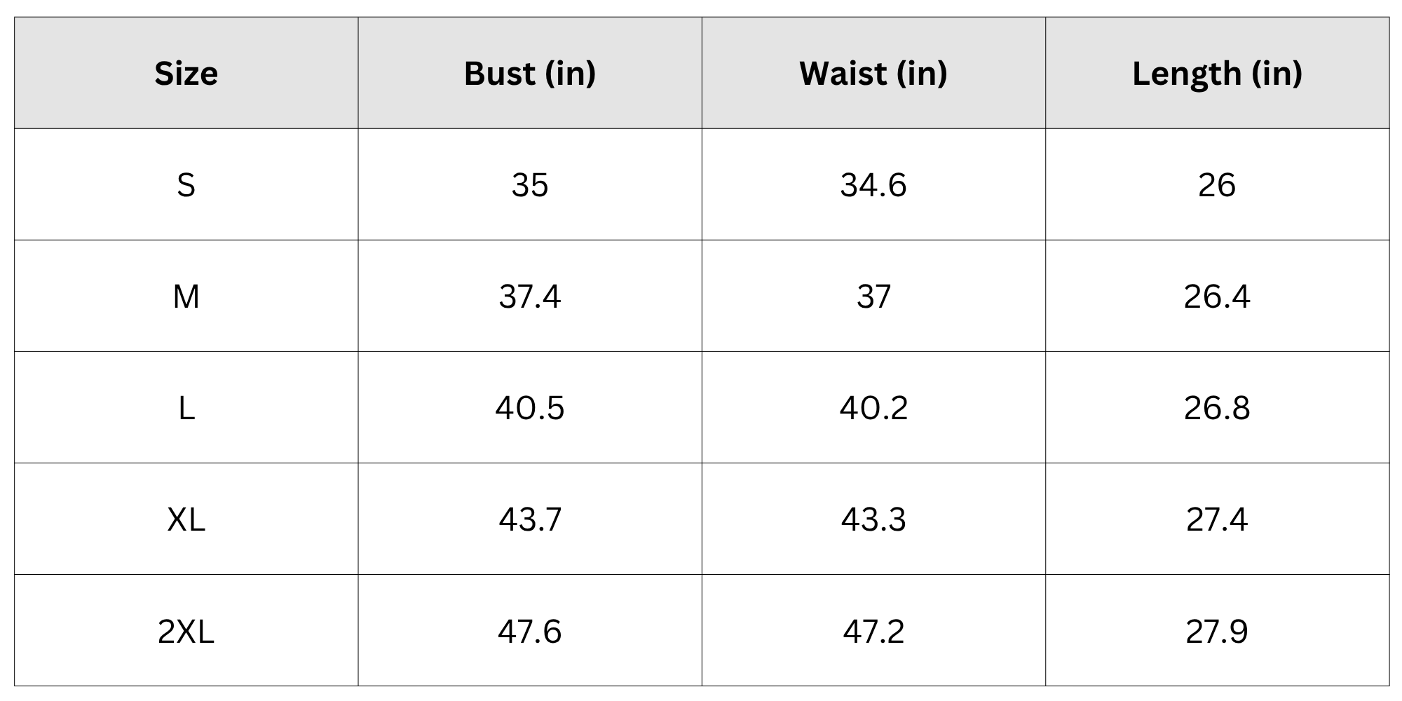 Size Chart