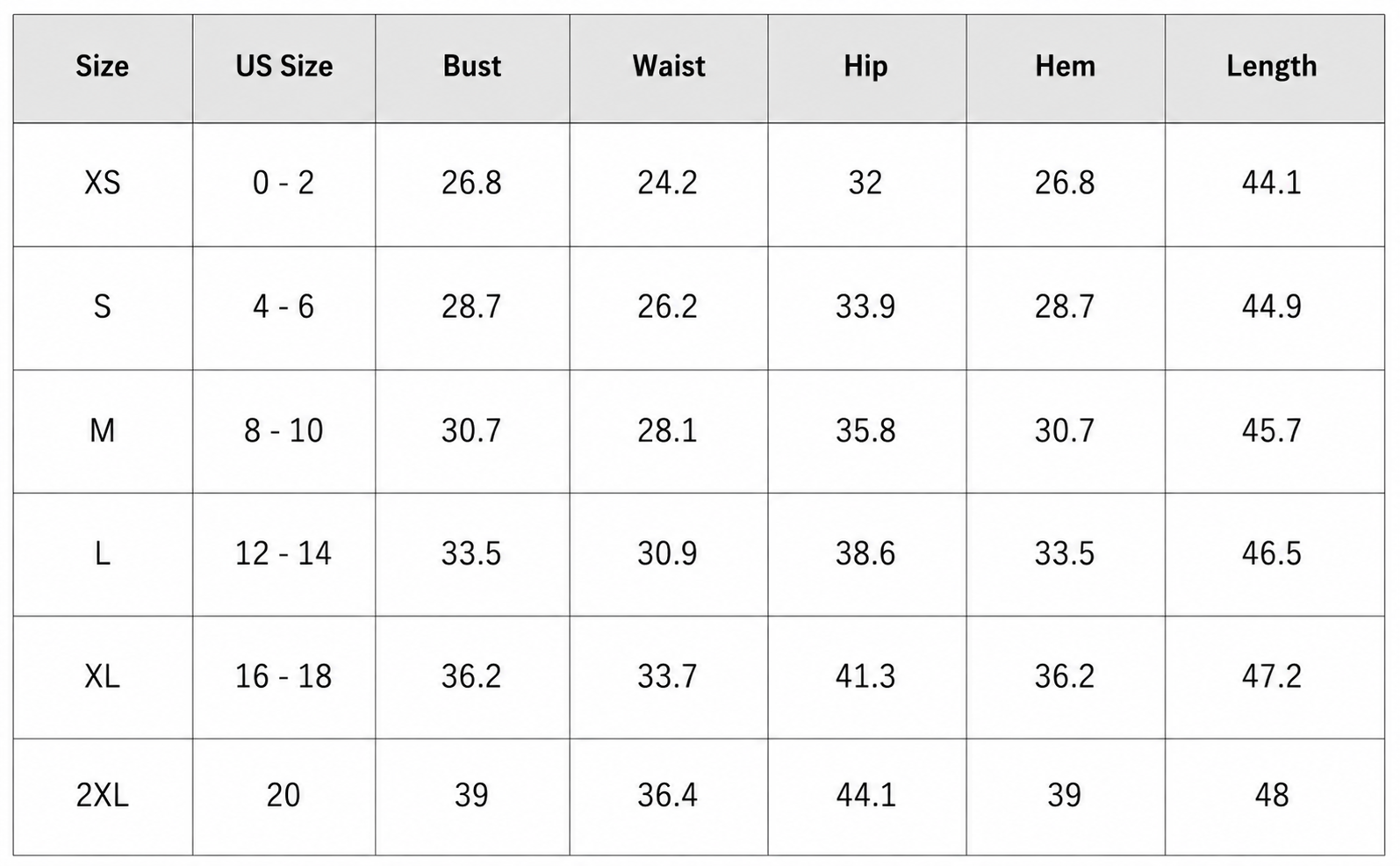 Size Chart