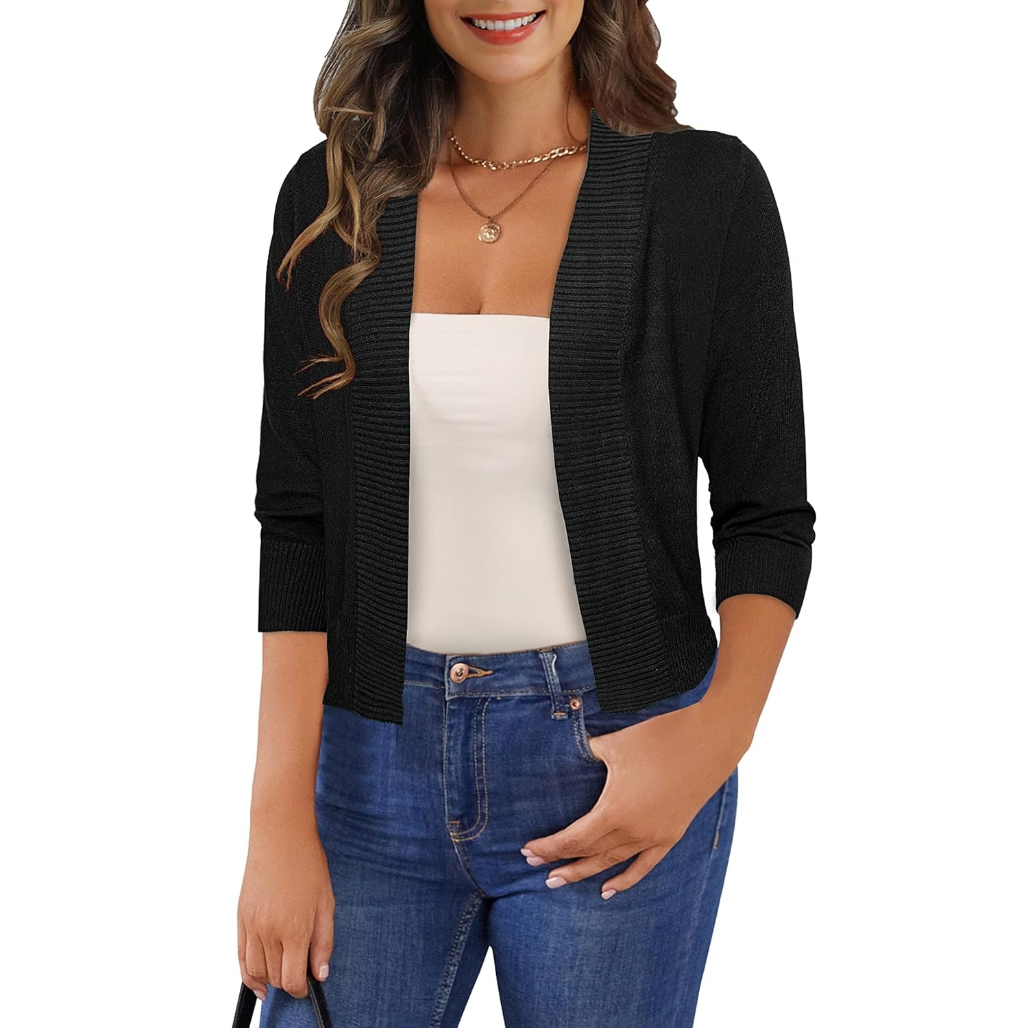 Casual Lightweight Knit Open Front Cardigan For Women