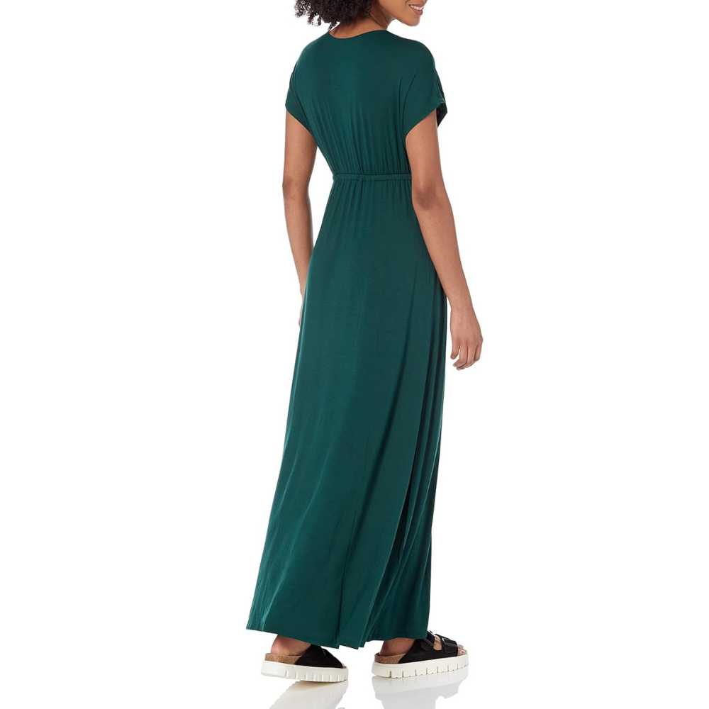 V Neck Short Sleeve Maxi Dress For Women