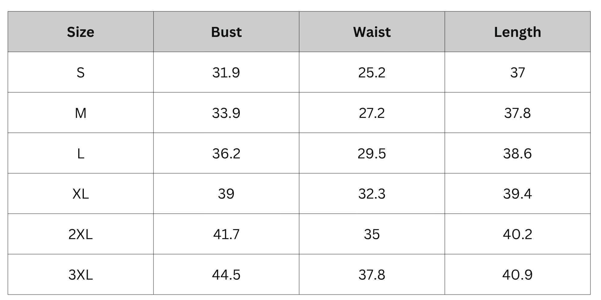 Size Chart