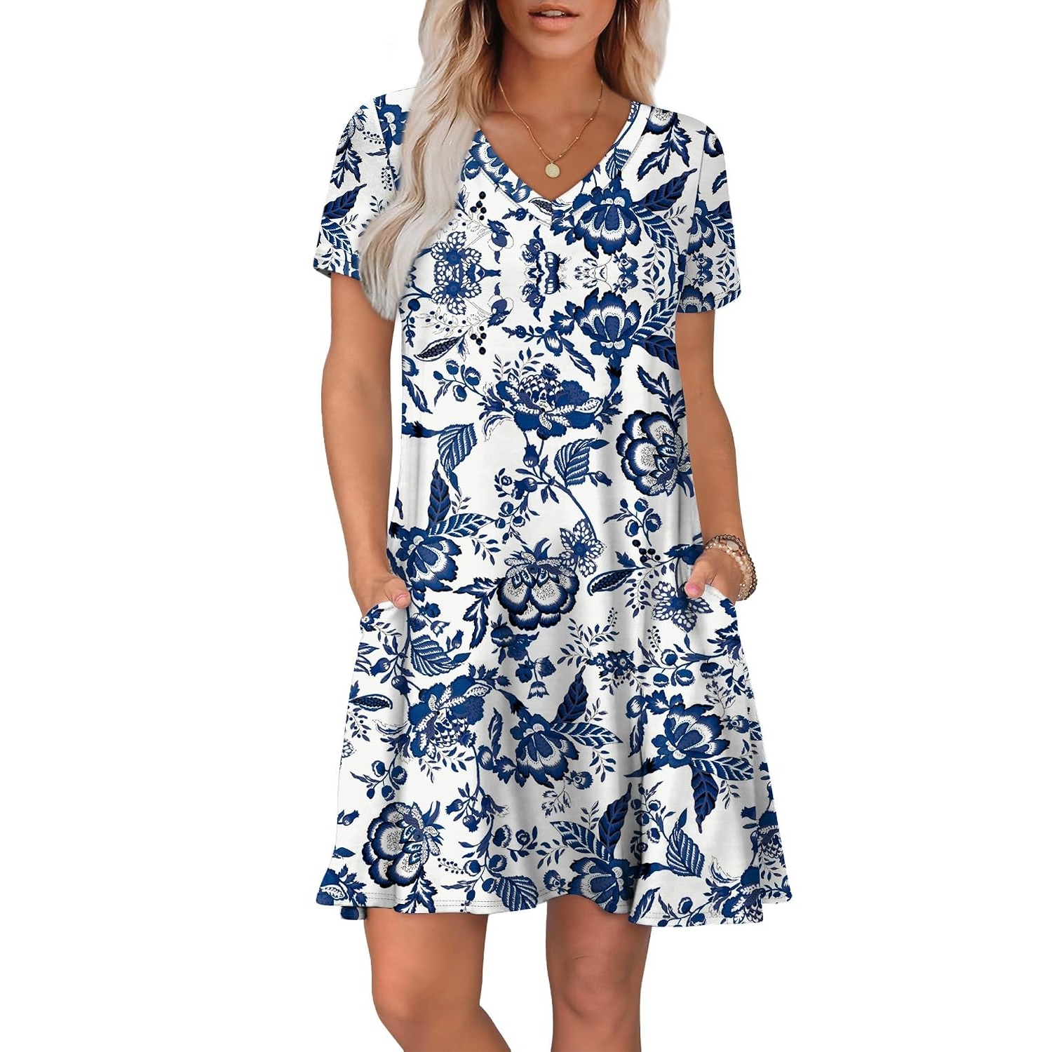 Boho Summer Loose T Shirt Dress With Pockets