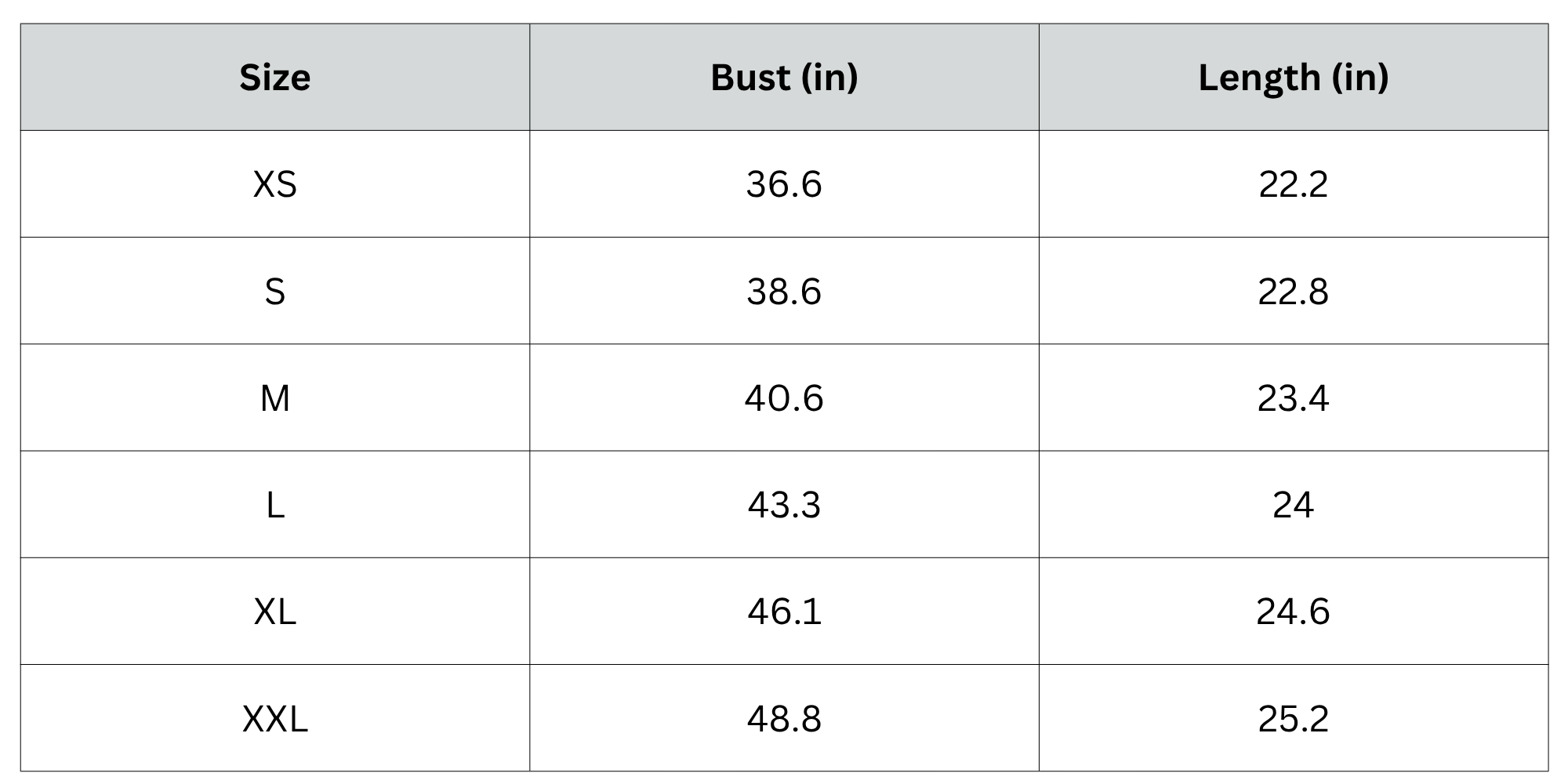 Size Chart