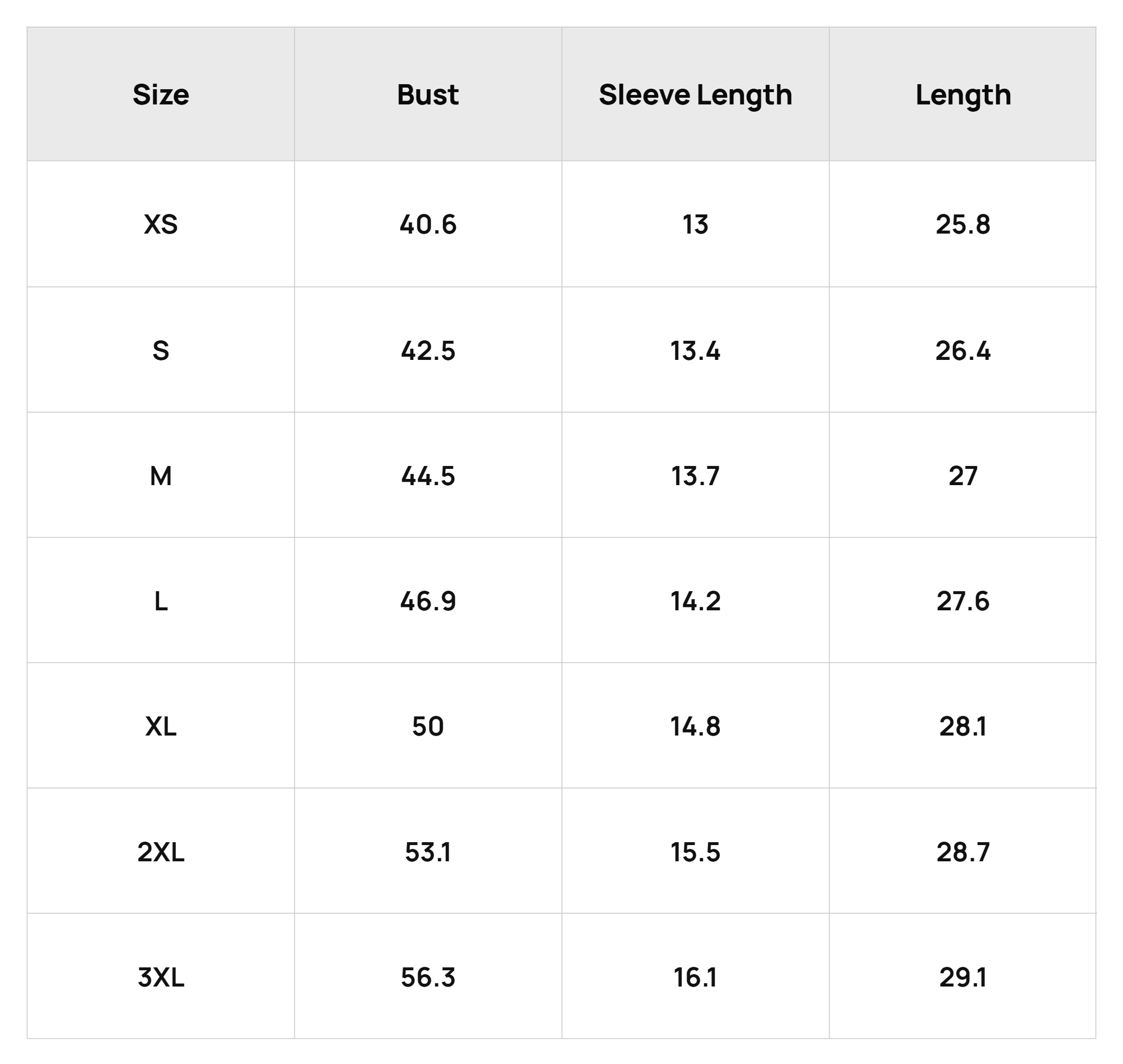 Size Chart