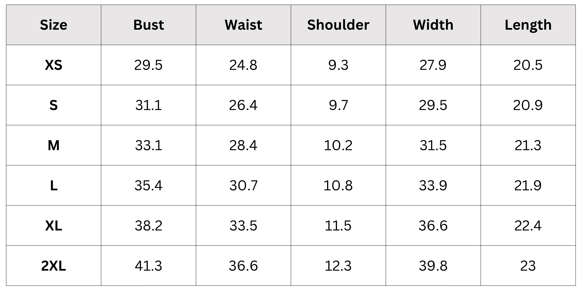Size Chart