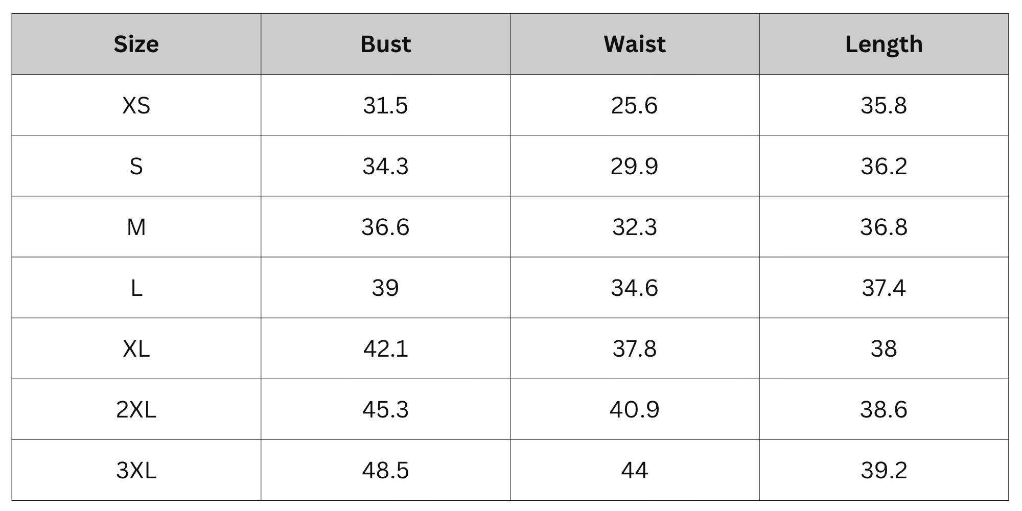 Size Chart