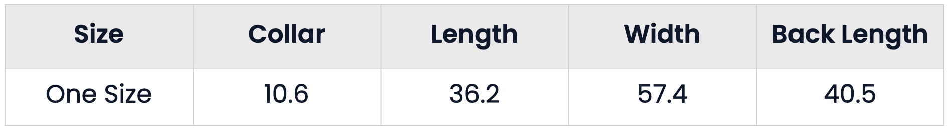 Size Chart for Waterproof Hooded Zipper Raincoat with Pockets for Adults