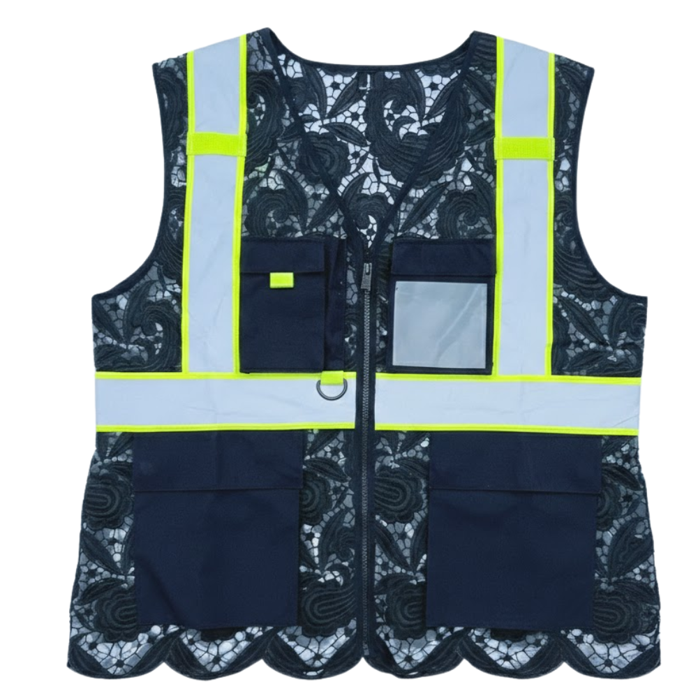 Lace Reflective Vest With Zipper